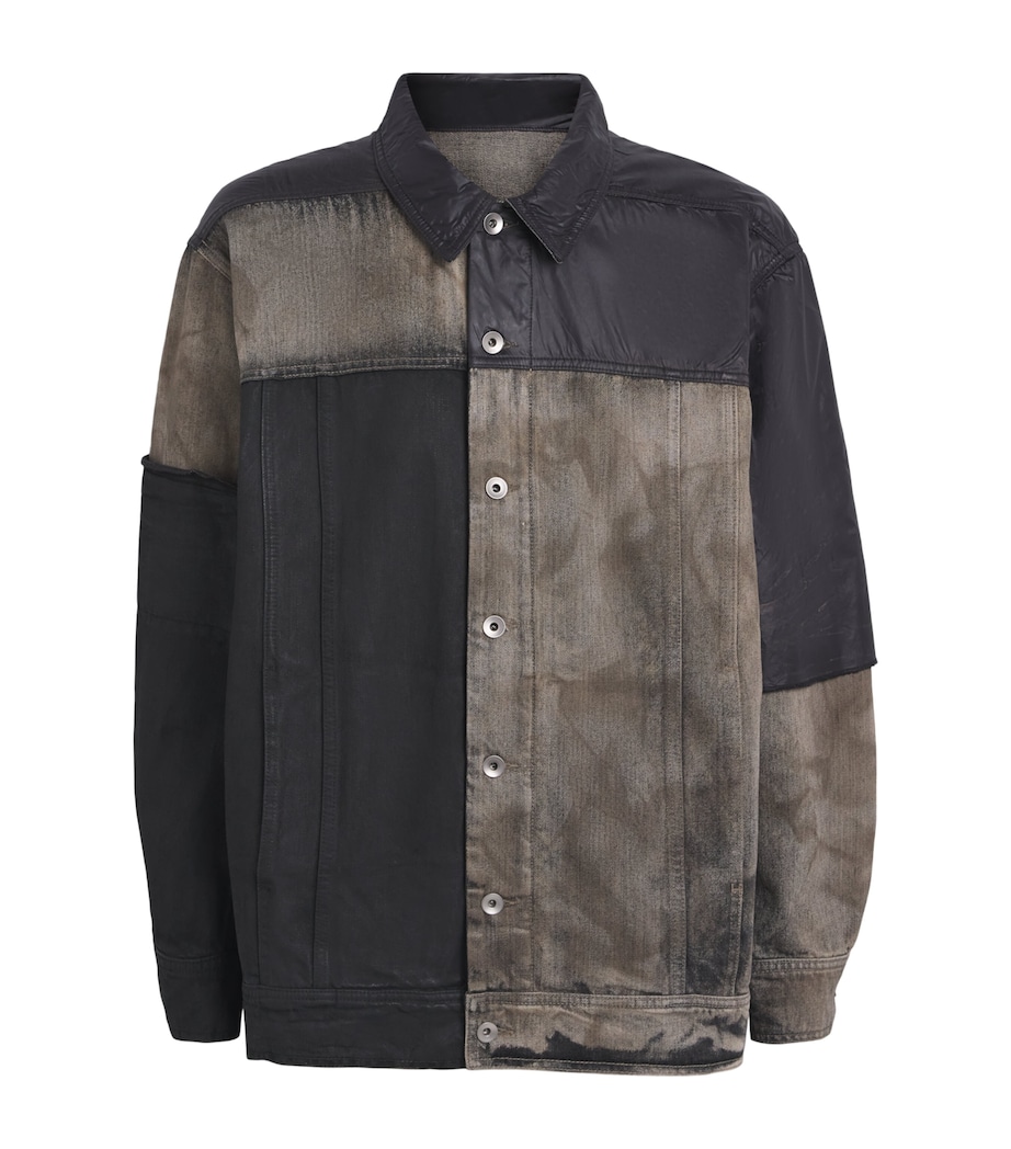 Rick Owens Mens Combo Worker Denim Jacket Dst/blck/blck Image 1