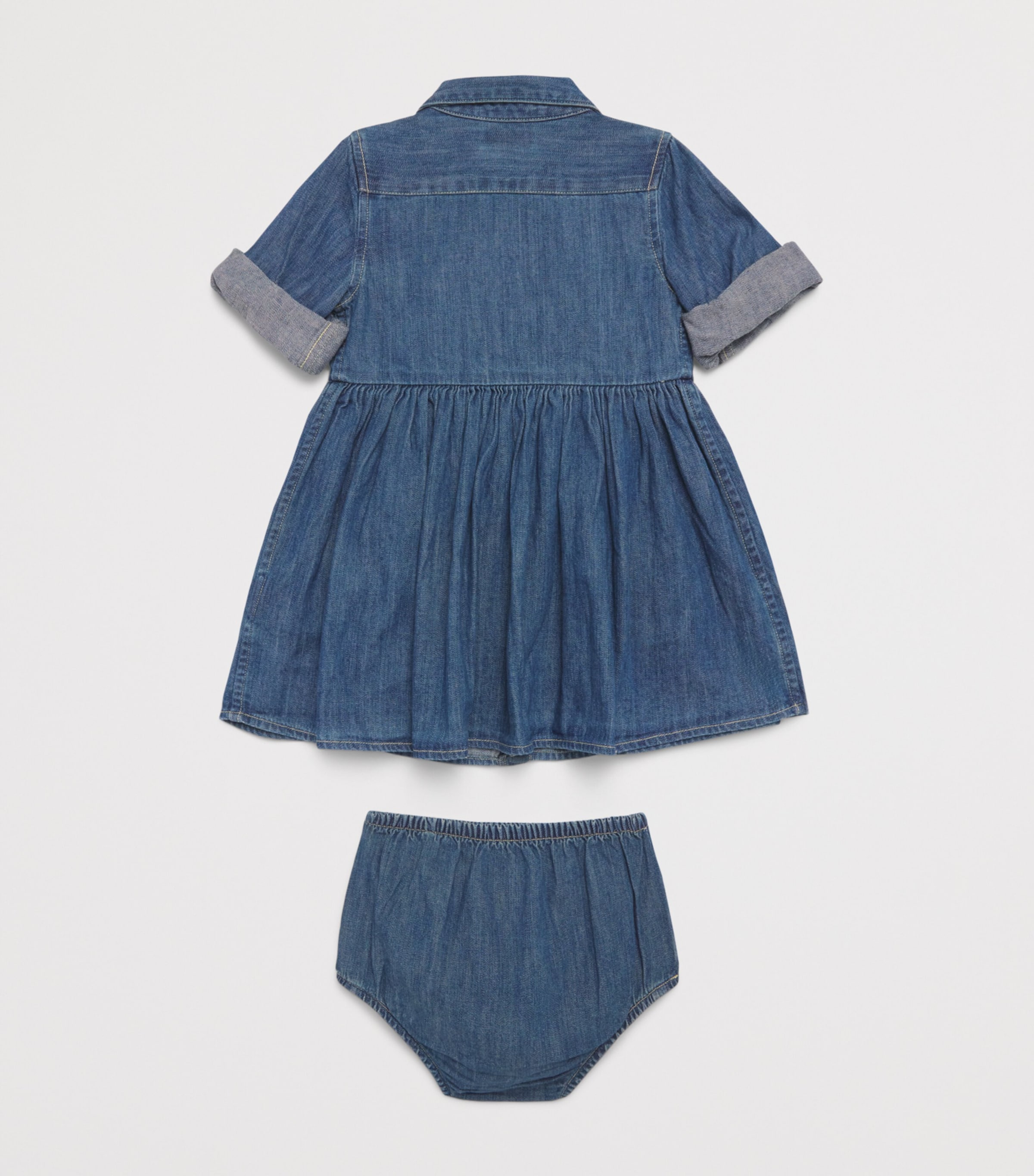Ralph Lauren Kids Denim Dress and Bloomers Set (3-24 Months) Indigo Image 2