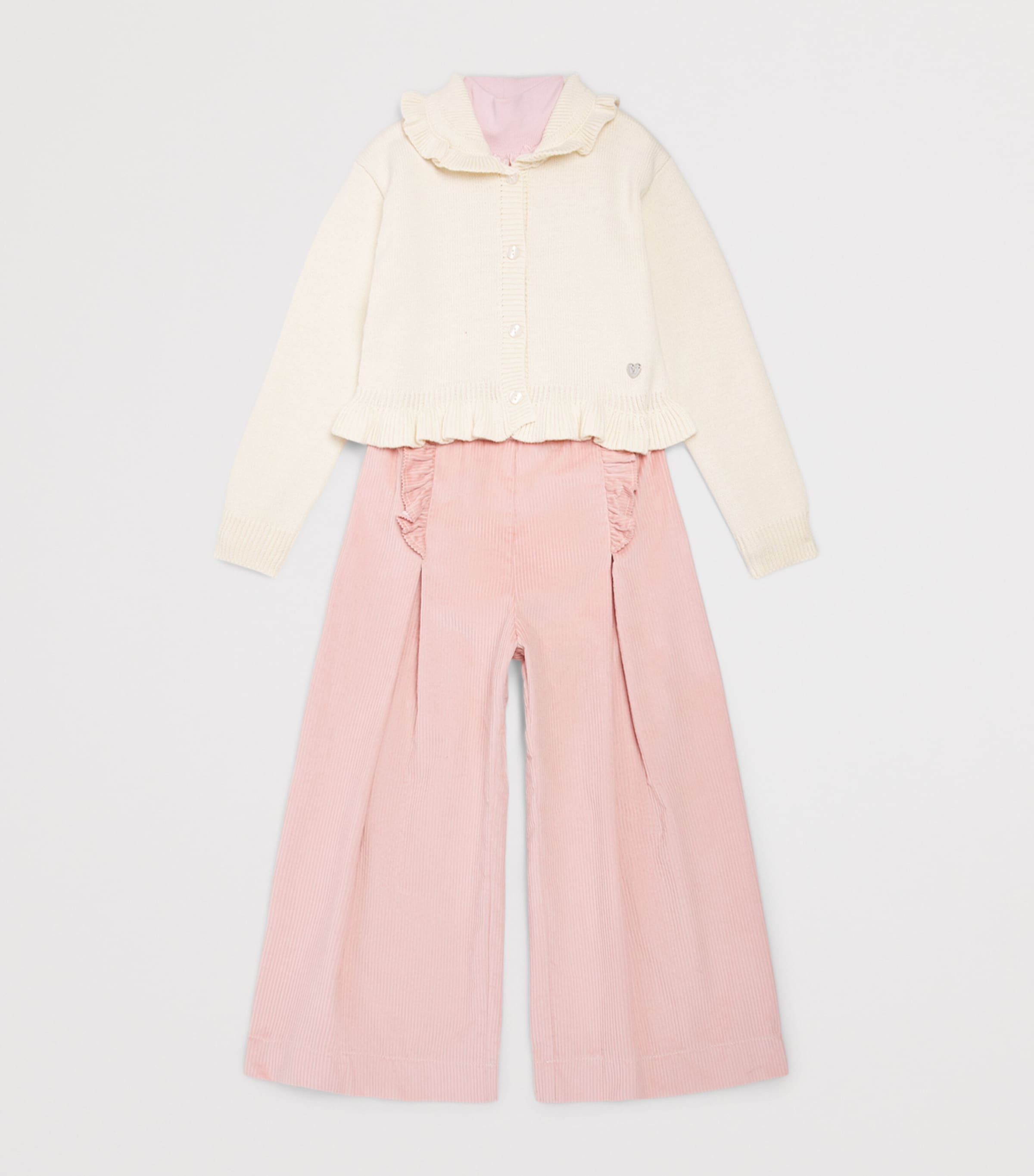 Monnalisa Ribbed Ruffle Rollneck Top (2-12 Years) Lotus Image 3
