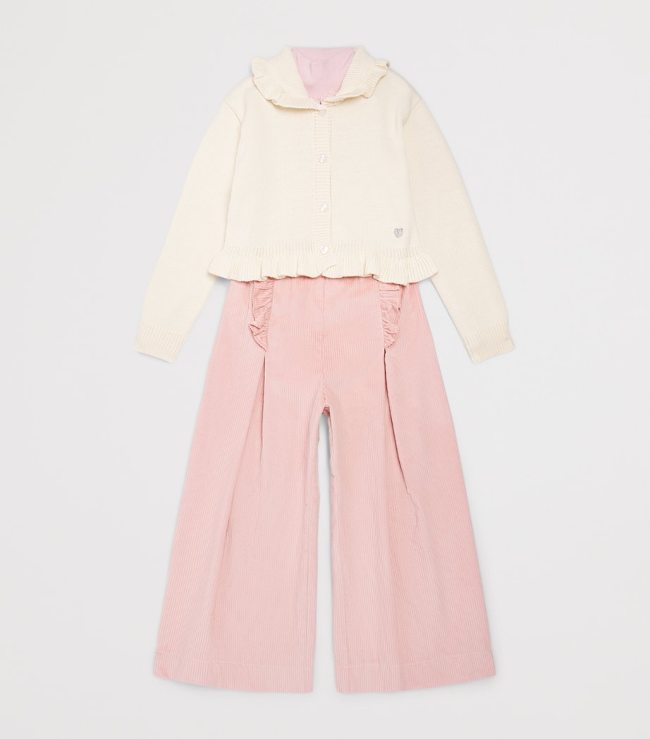 Monnalisa Ribbed Ruffle Rollneck Top (2-12 Years) Lotus Image 3