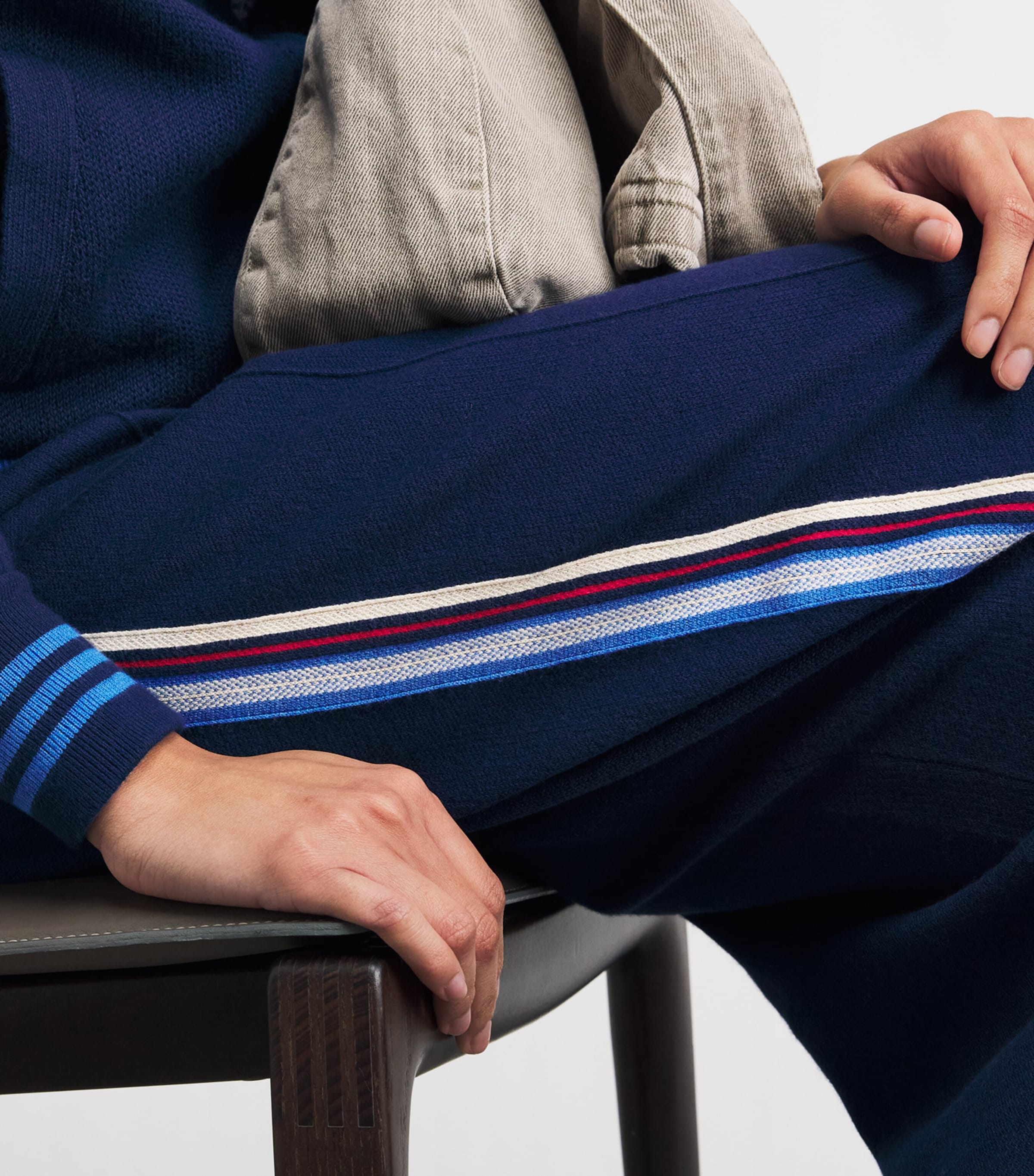 Guest In Residence Womens Cotton-Blend Stripe Sweatpants Nav Navy Image 3