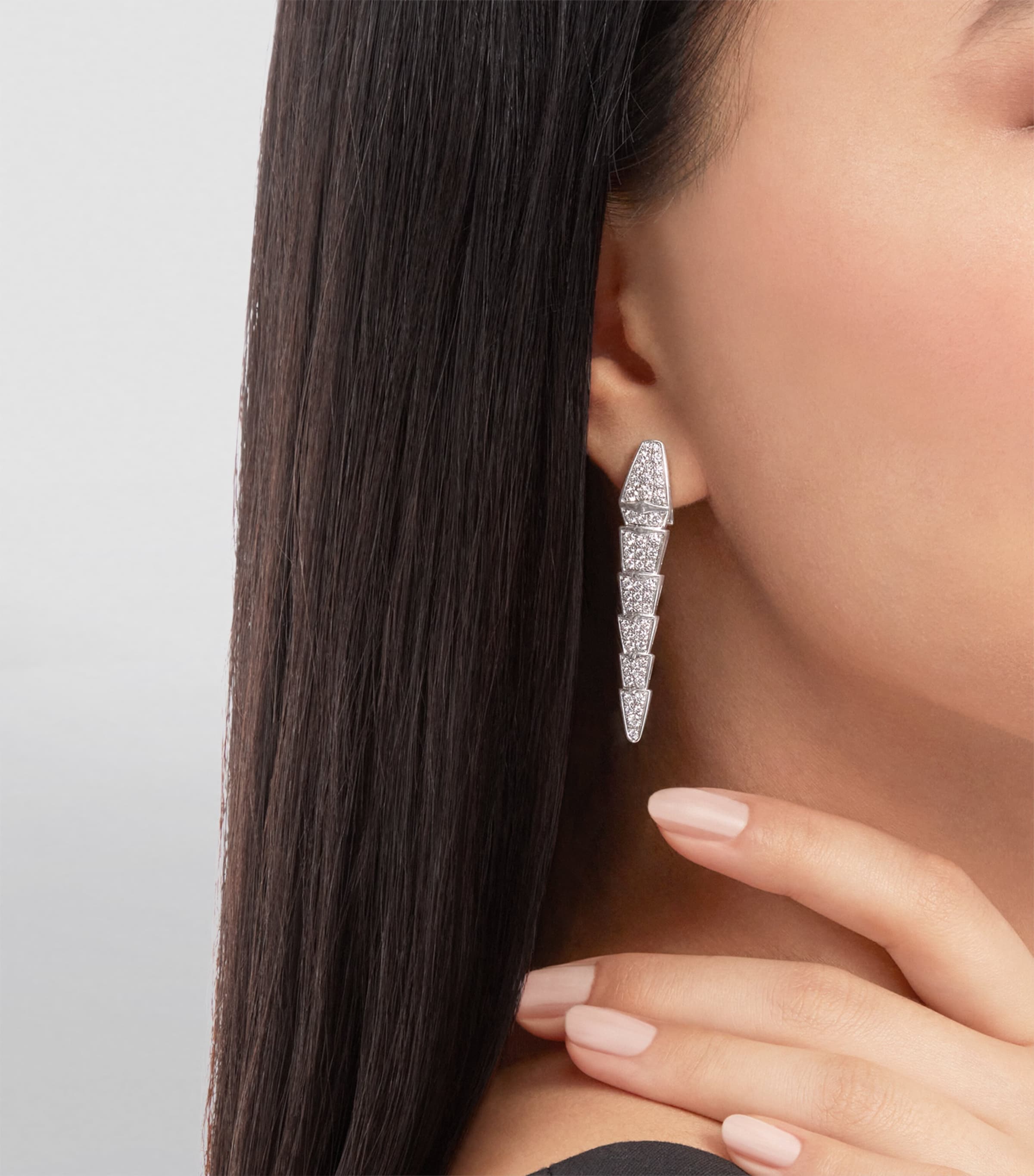 White Gold and Diamond Serpenti Viper Drop Earrings WHITE GOLD Image 3