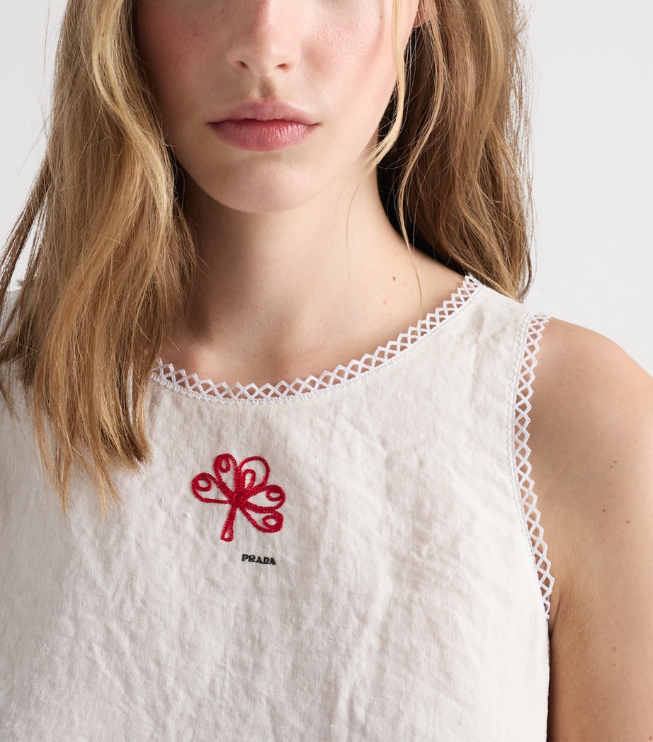 Prada Womens Linen Canvas Mini Dress White Image 5