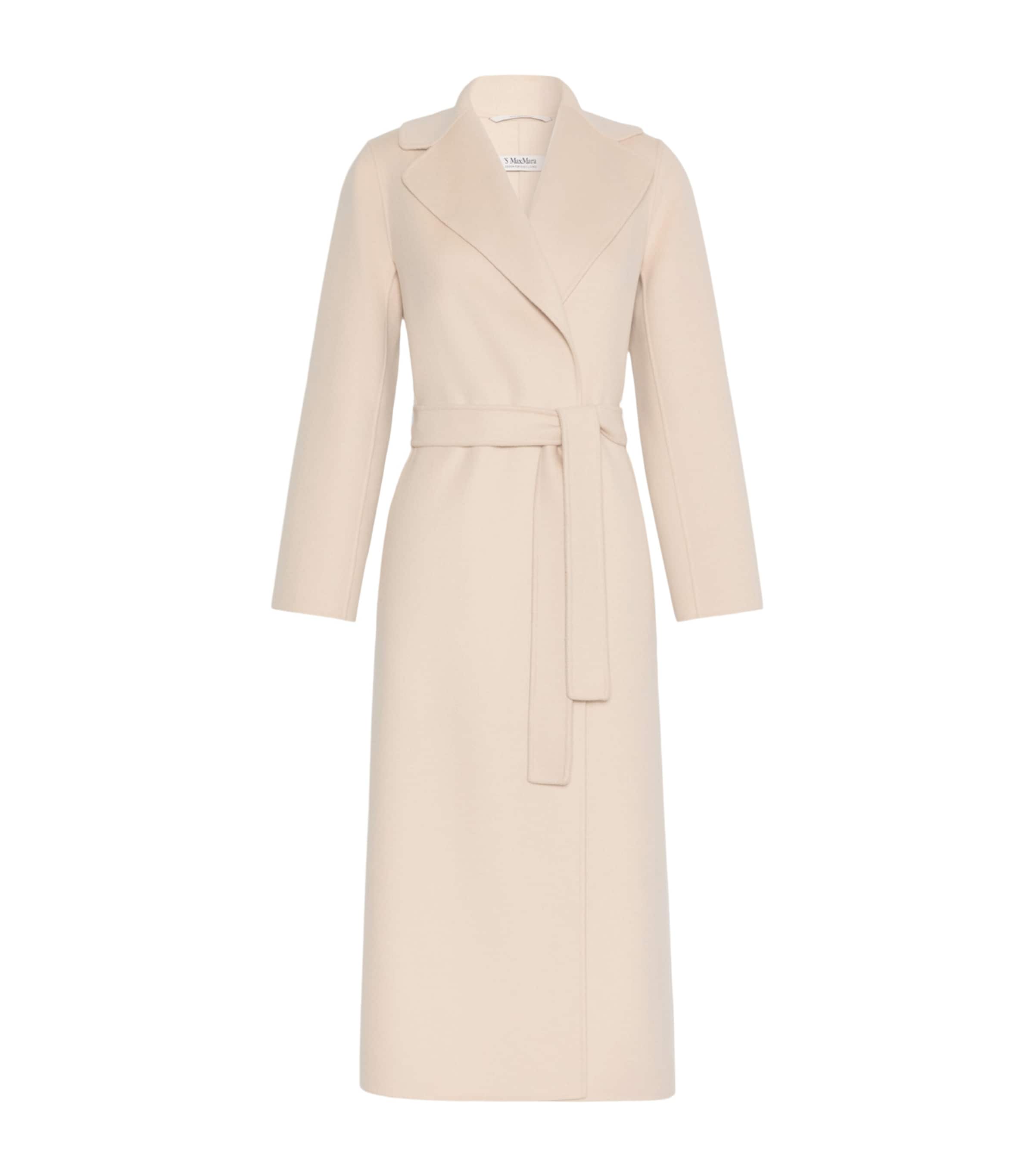 Max Mara Womens Virgin Wool Wrap Coat Albino Image 1