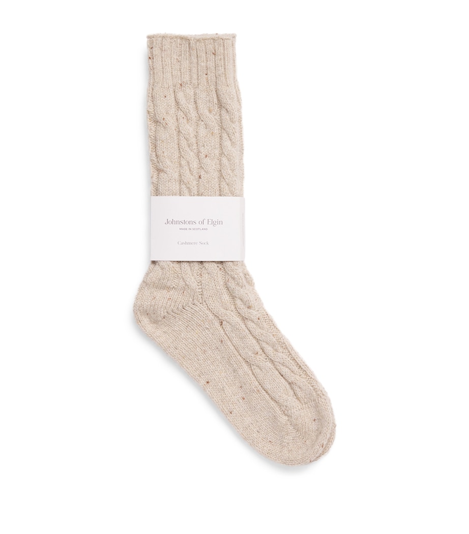 Cashmere-Blend Cable-Knit Socks 006334 CREM DUN DNGL Image 1