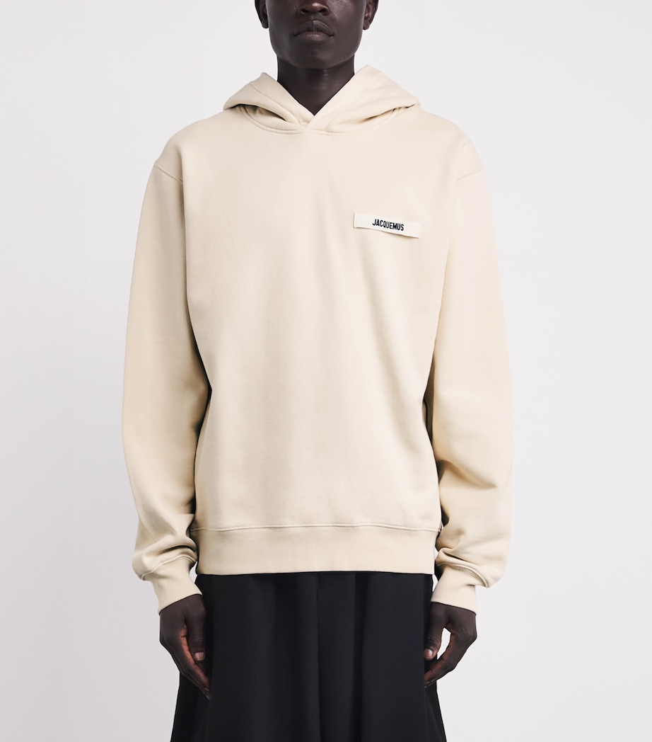 Cotton Grosgrain Logo Hoodie 150 BEIGE Image 3