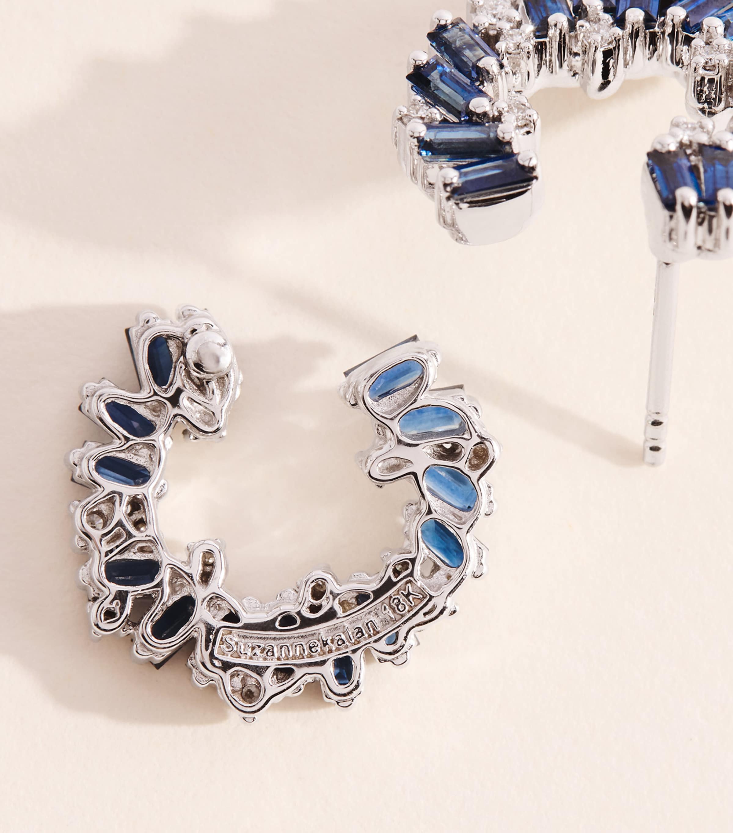 Suzanne Kalan White Gold, Diamond and Blue Sapphire Frenzy Hoop Earrings Wg/db Image 4
