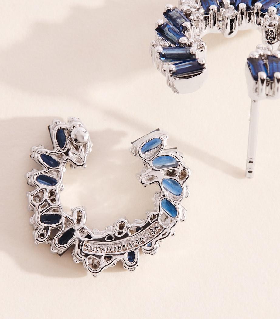 Suzanne Kalan White Gold, Diamond and Blue Sapphire Frenzy Hoop Earrings Wg/db Image 4