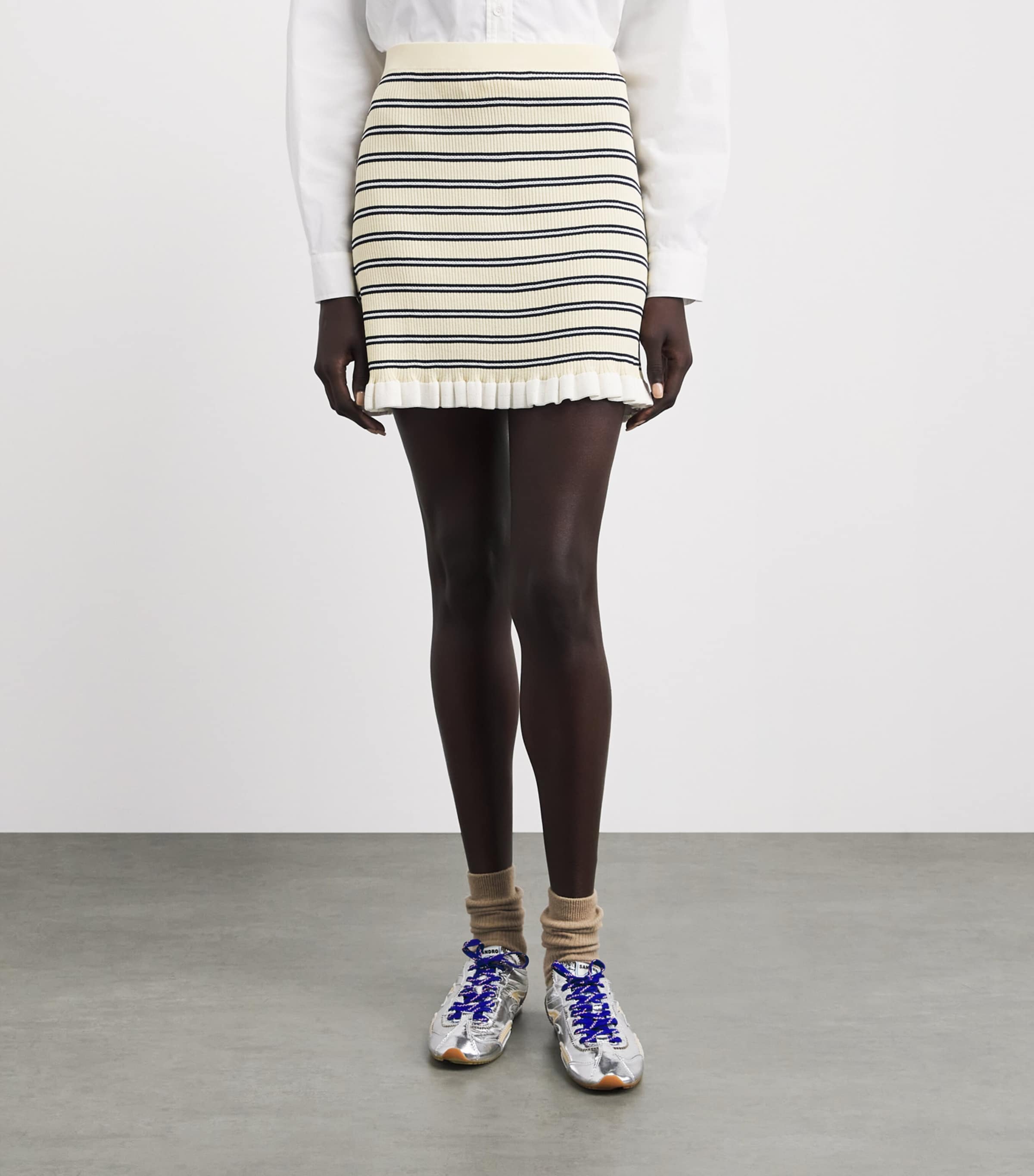 Claudie Pierlot Womens Stripe Mini Skirt Multicolored Image 4