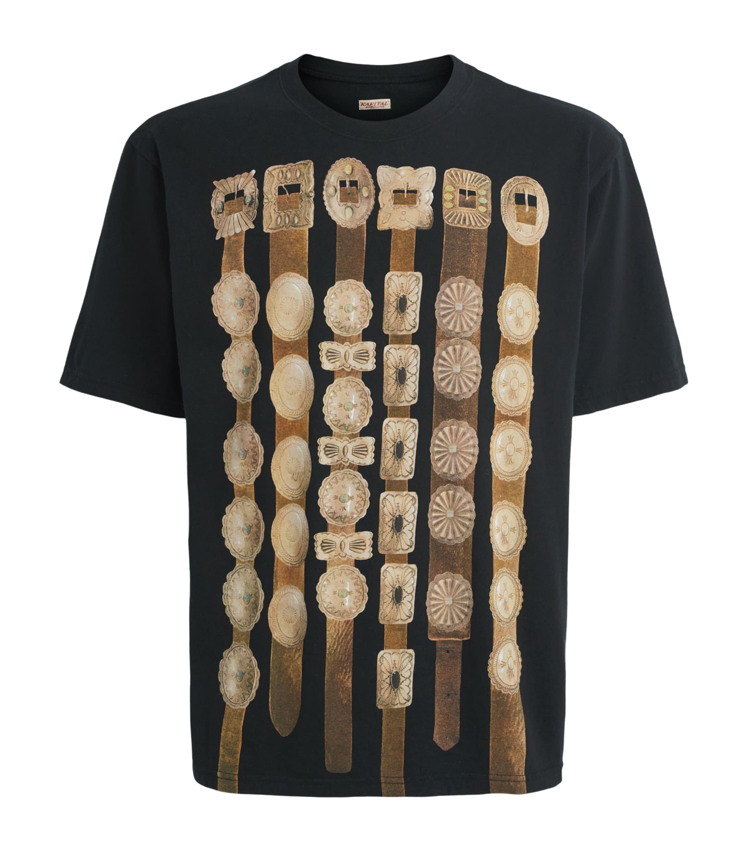 Kapital Mens Cotton Curtain Concho T-Shirt Black Image 1