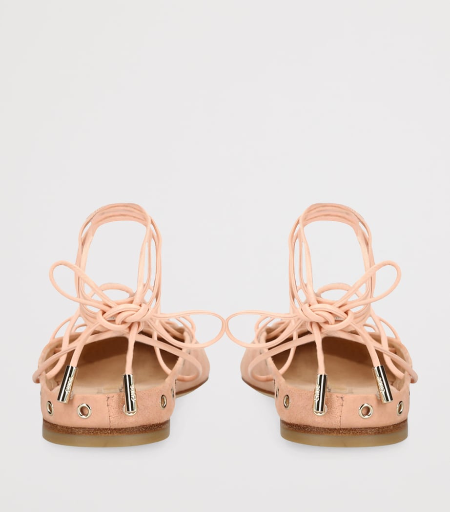 Chloé Leather Ghilies Ballet Flats Pale Pink Image 2