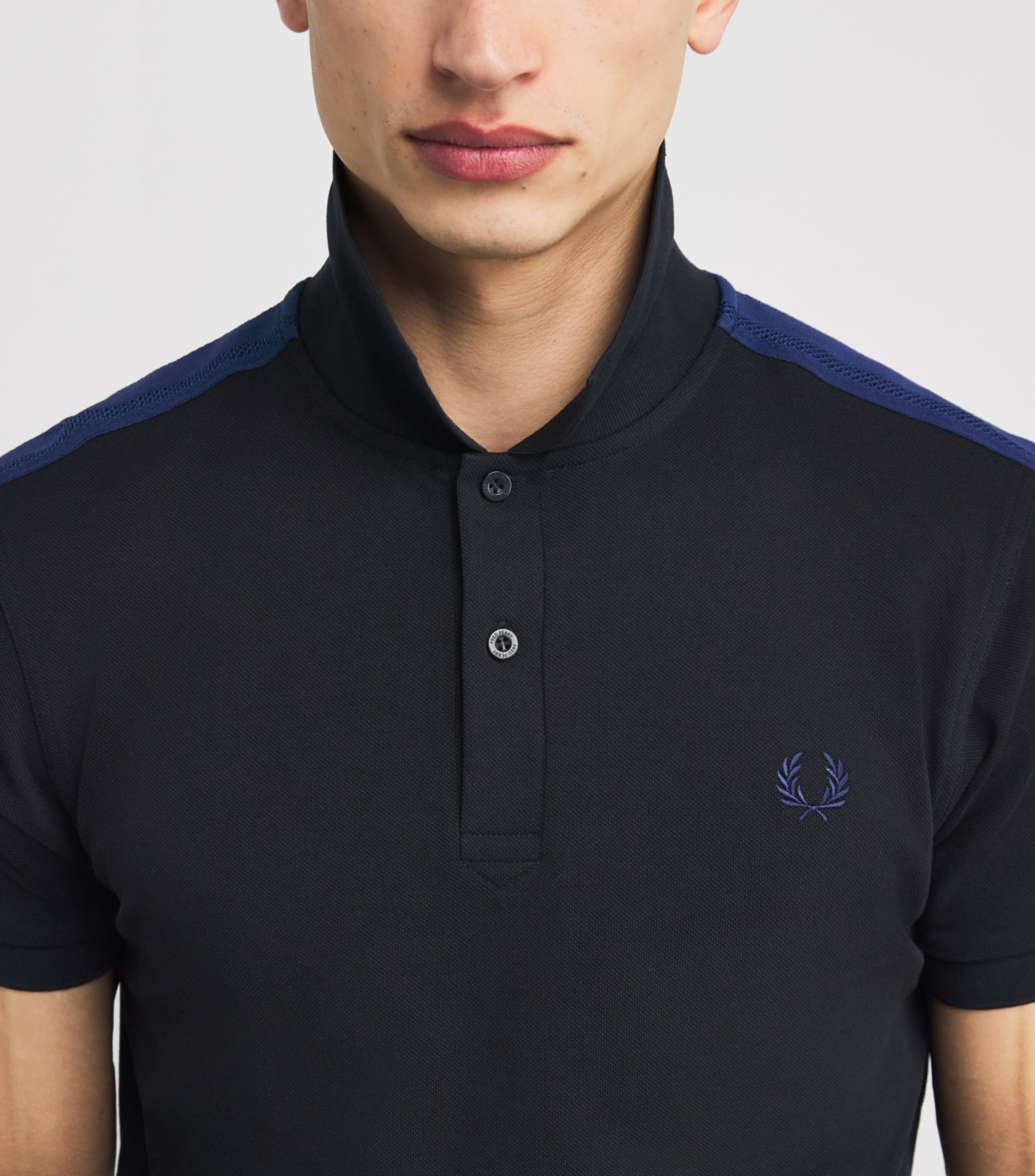 Cotton Taped Logo Polo Shirt 102 BLACK Image 6