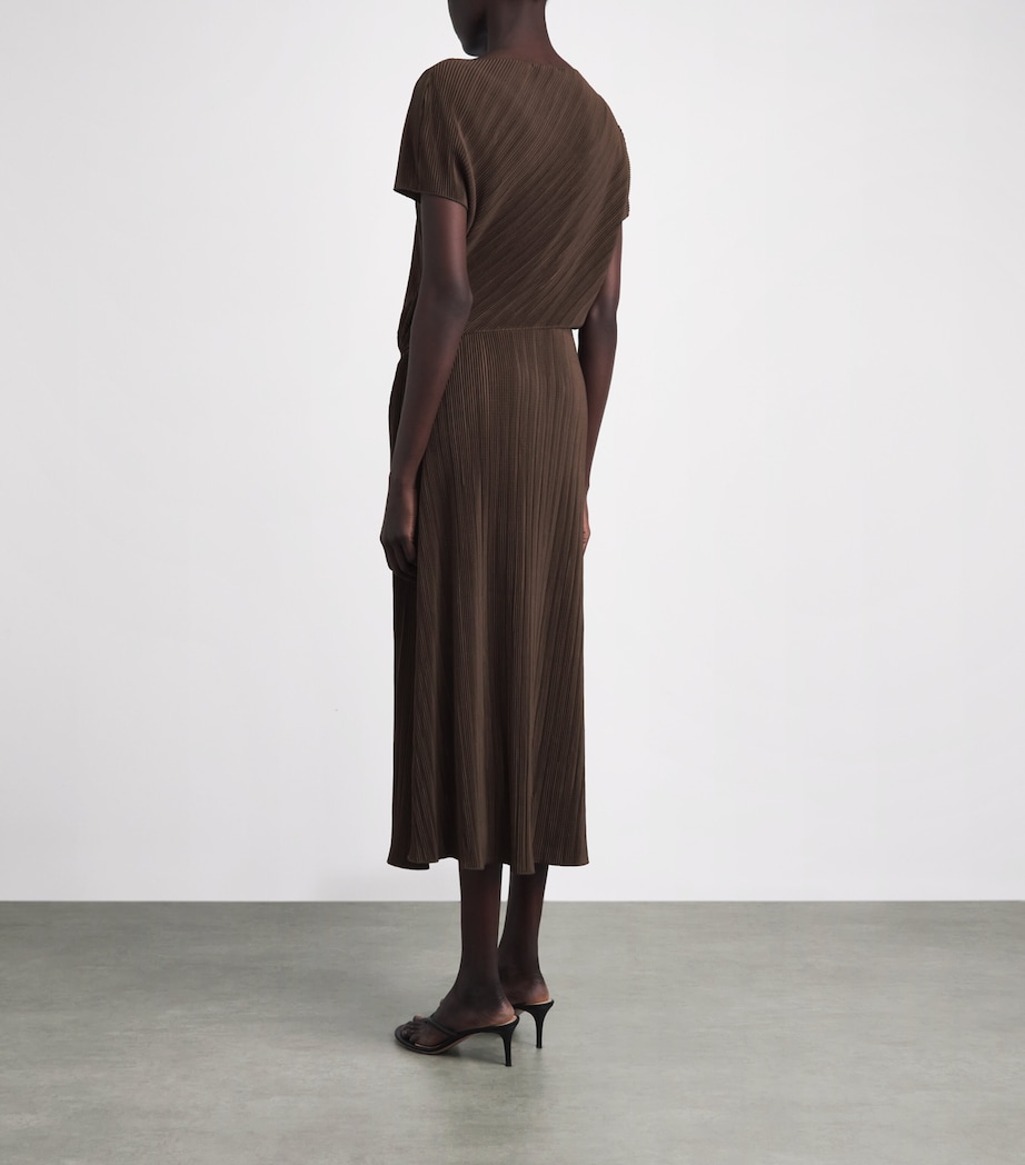 Vince Womens Pleated Midi Dress Clove Image 4