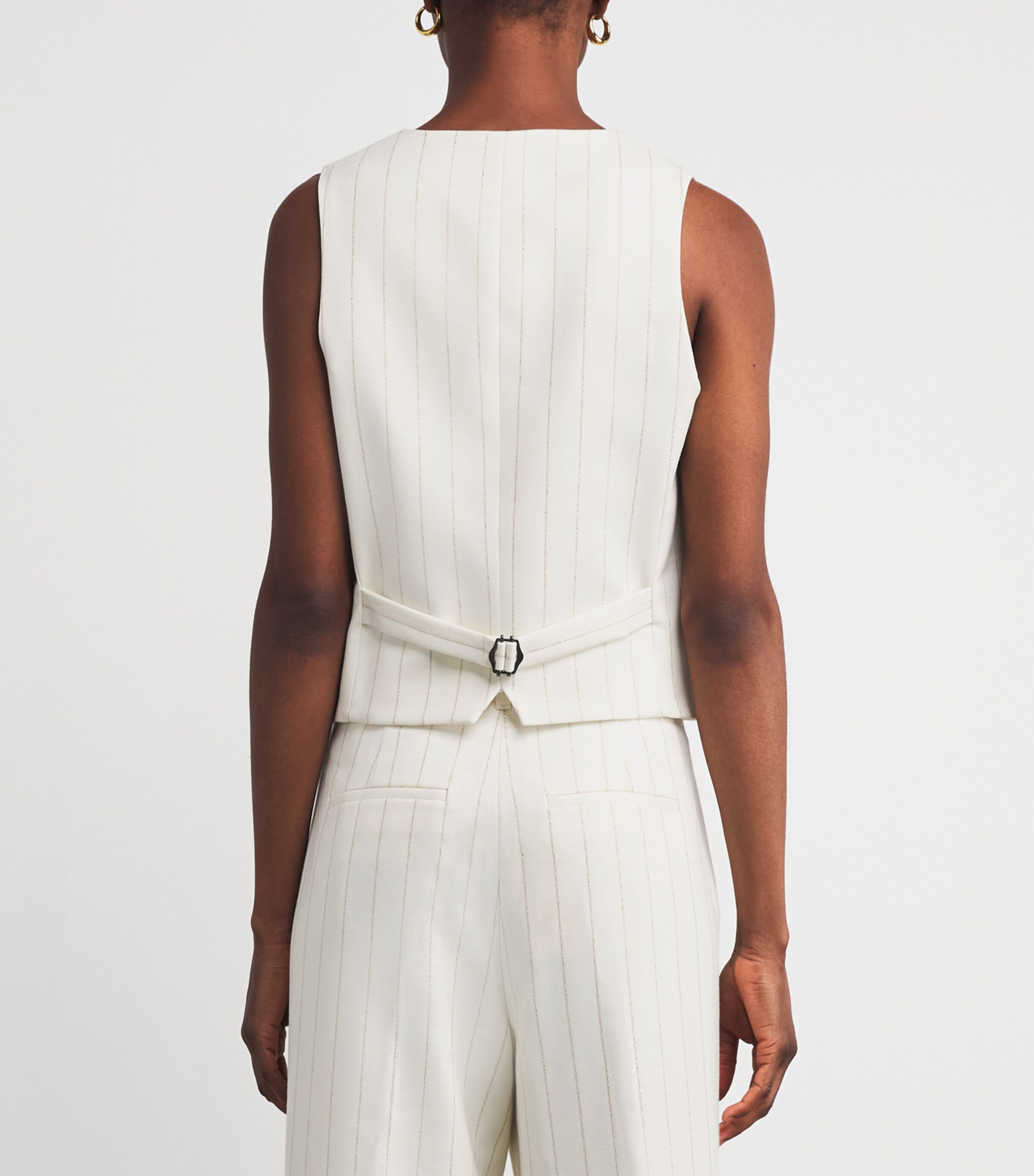 Metallic Pinstripe Waistcoat IVORY/GOLD Image 4