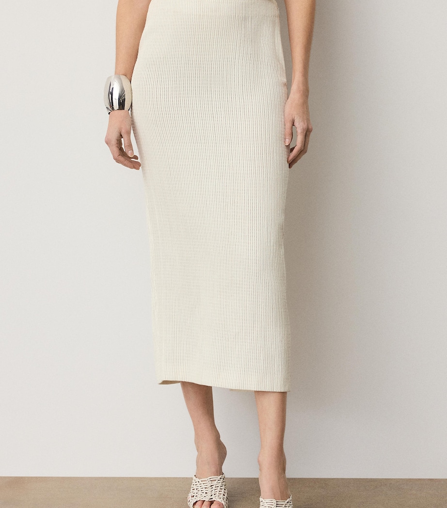 Ralph Lauren Collection Womens Leather Regena Midi Skirt Cream Image 3
