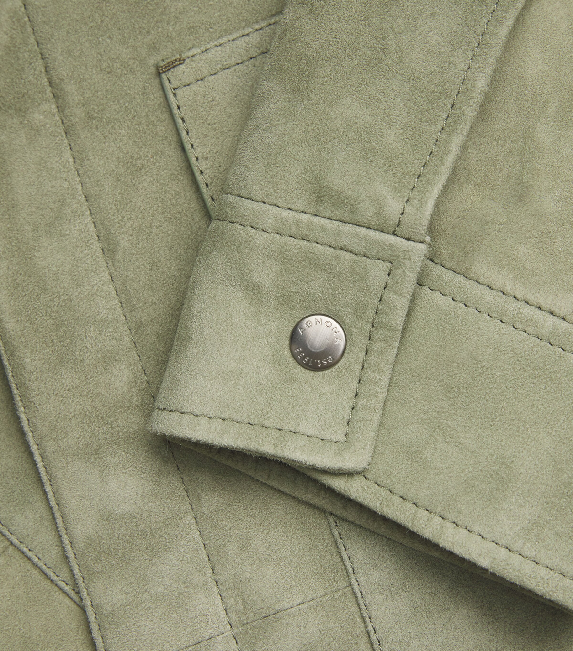 Agnona Mens Suede Overshirt Sage Image 5