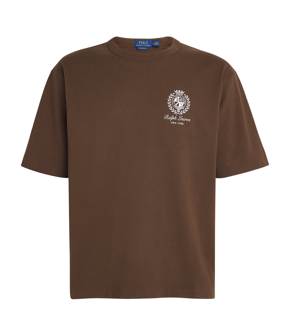 Polo Ralph Lauren Mens Cotton Logo Crest T-Shirt Branch Brown Image 1