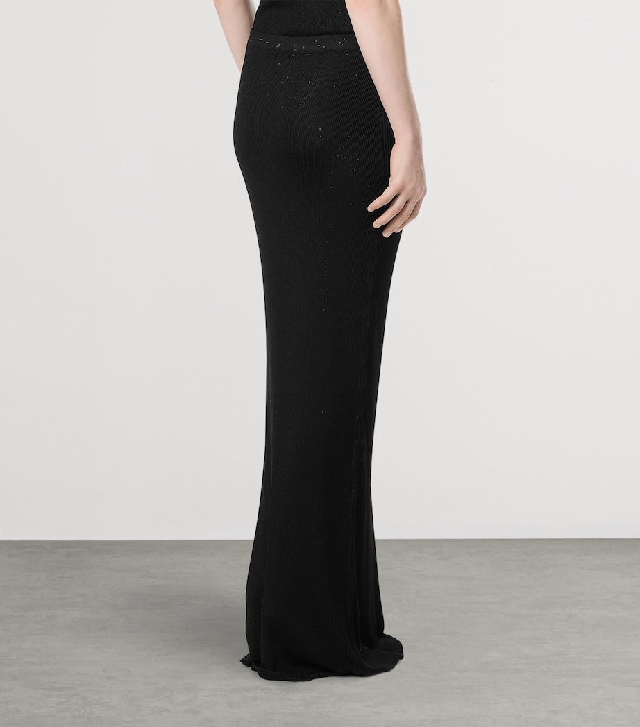 TOM FORD Womens Micro-Sequin Knitted Maxi Skirt Naa Image 4