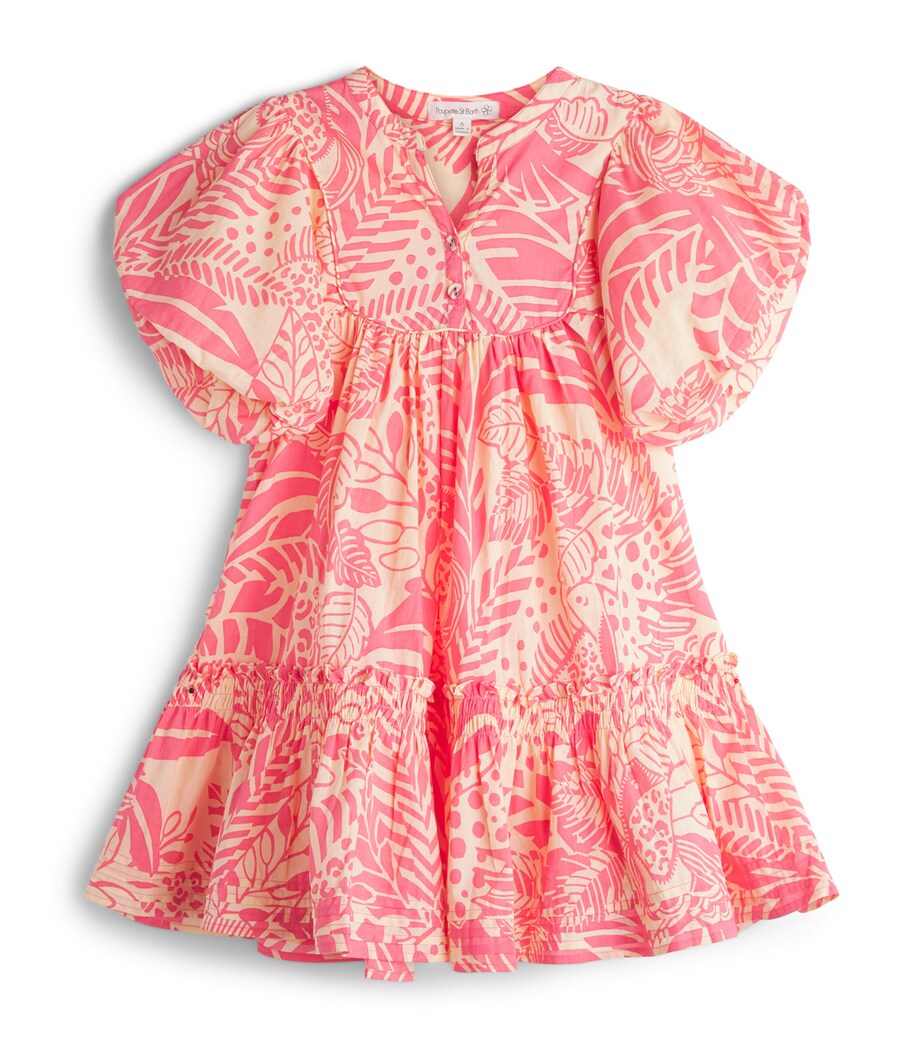 Poupette St Barth Kids Cotton Tiered Cruz Dress (4-12 Years) Pink Toucan Image 1