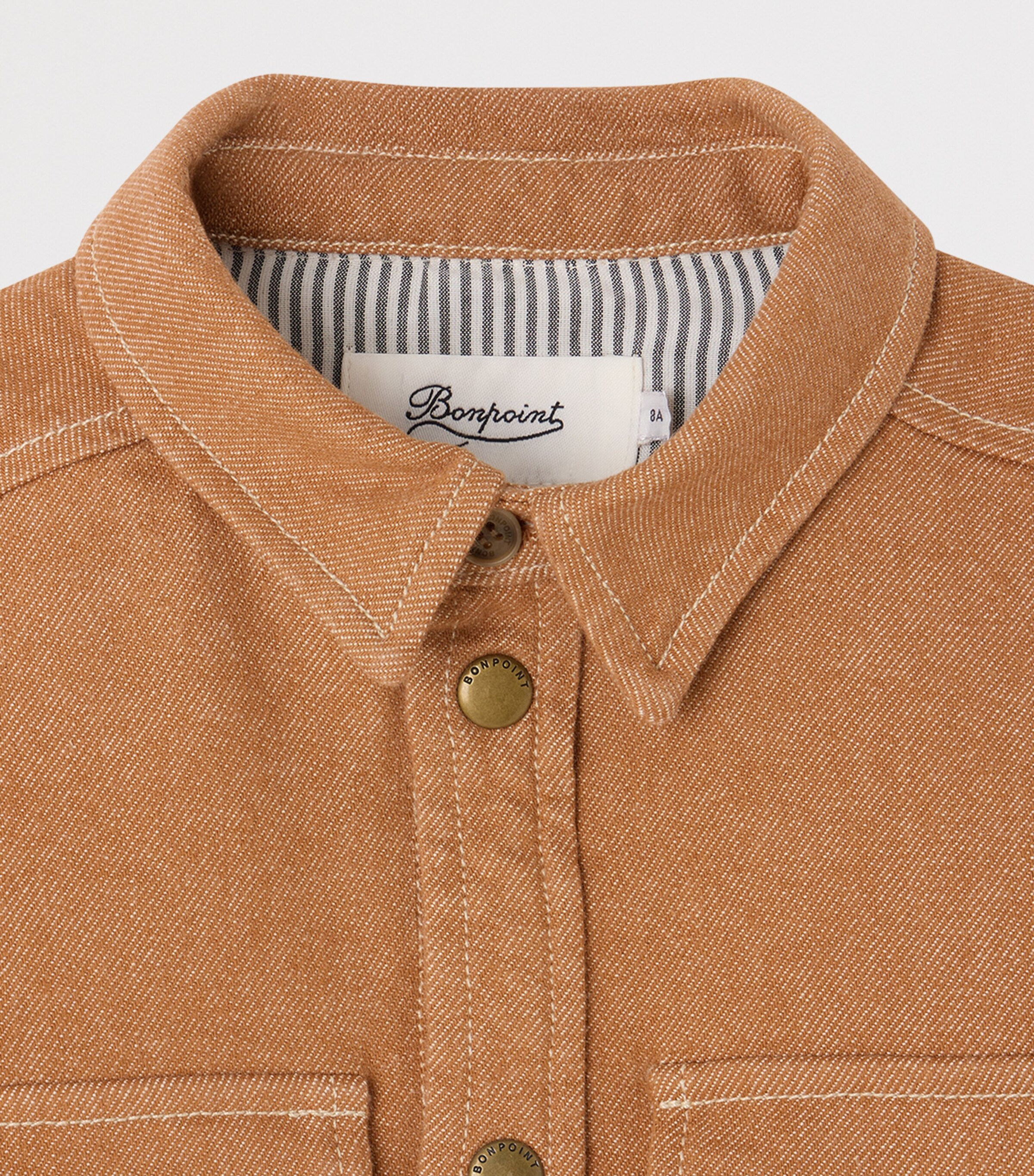 Bonpoint Denim Pocket-Detail Shirt (10-14 Years) Praline Image 3