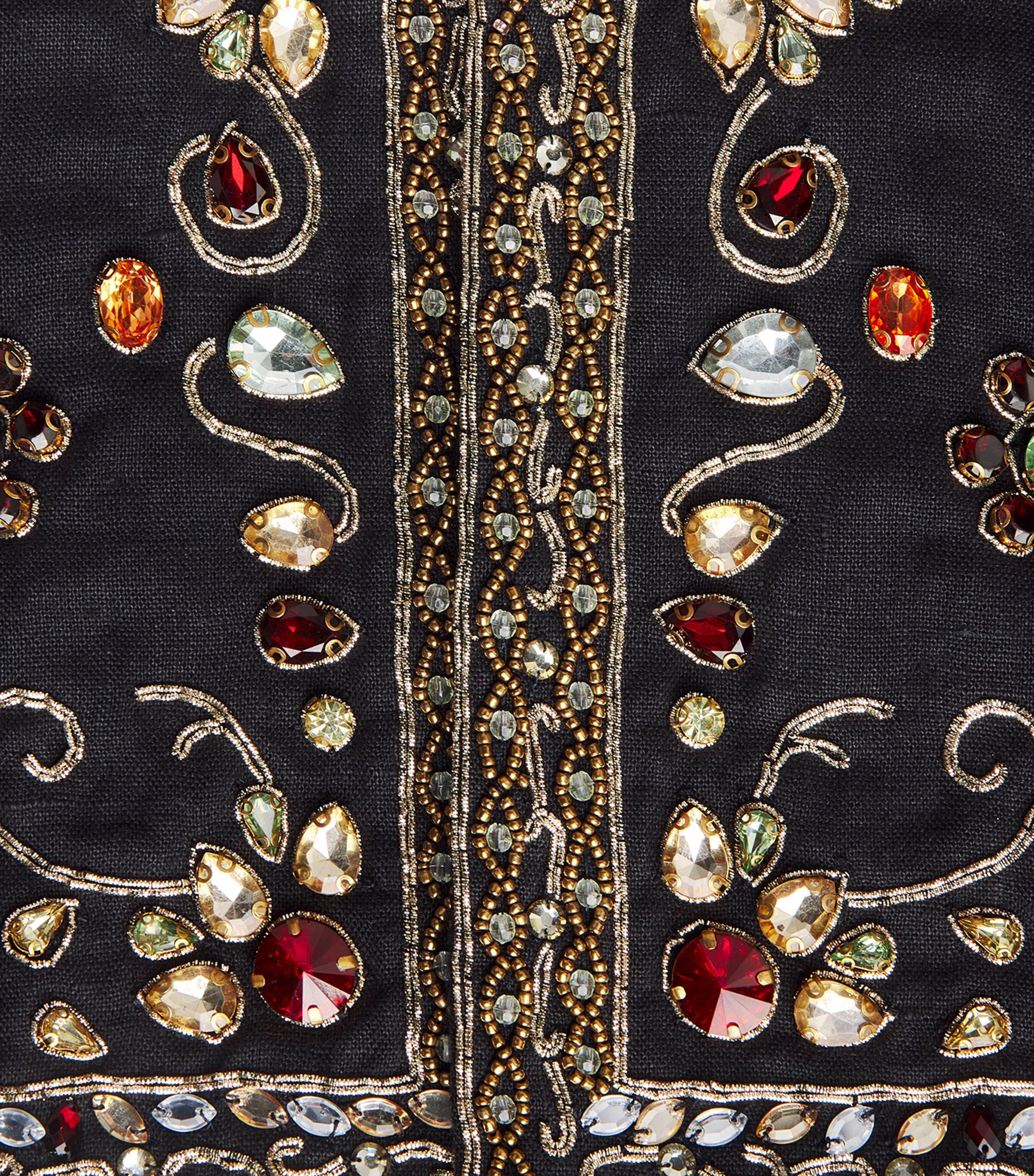 Alice+Olivia Womens Linen Embellished Kidman Jacket Black/multi Image 6
