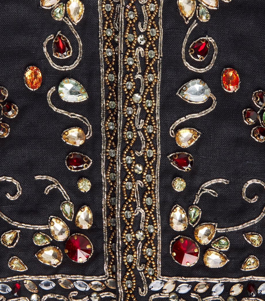 Alice+Olivia Womens Linen Embellished Kidman Jacket Black/multi Image 6