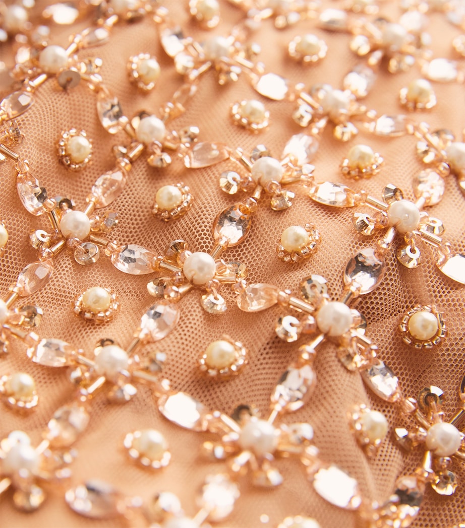 Embellished Gown with Cape NUDE Image 5