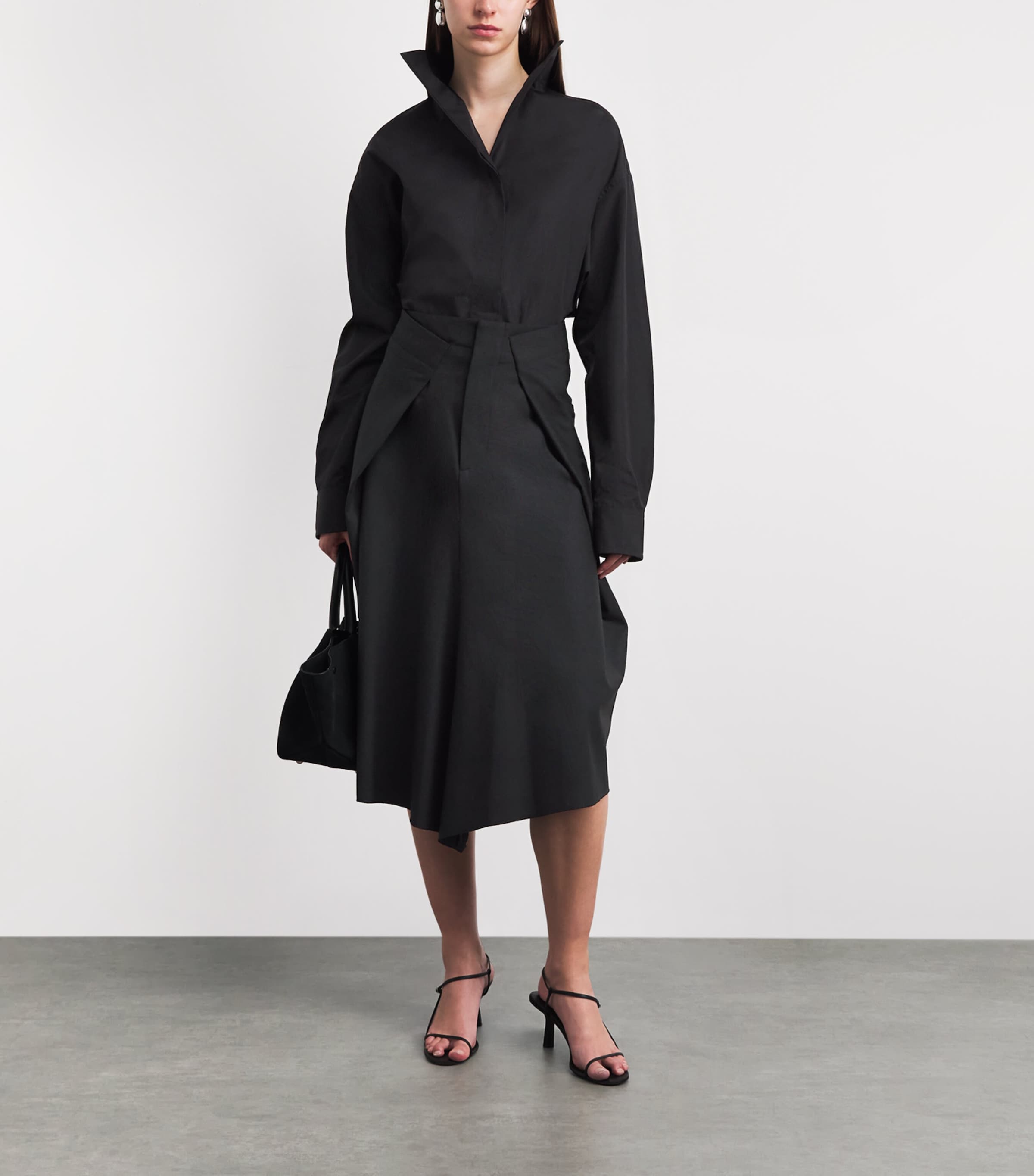 Toteme Womens Cotton Poplin Sharp Shirt Black Image 2