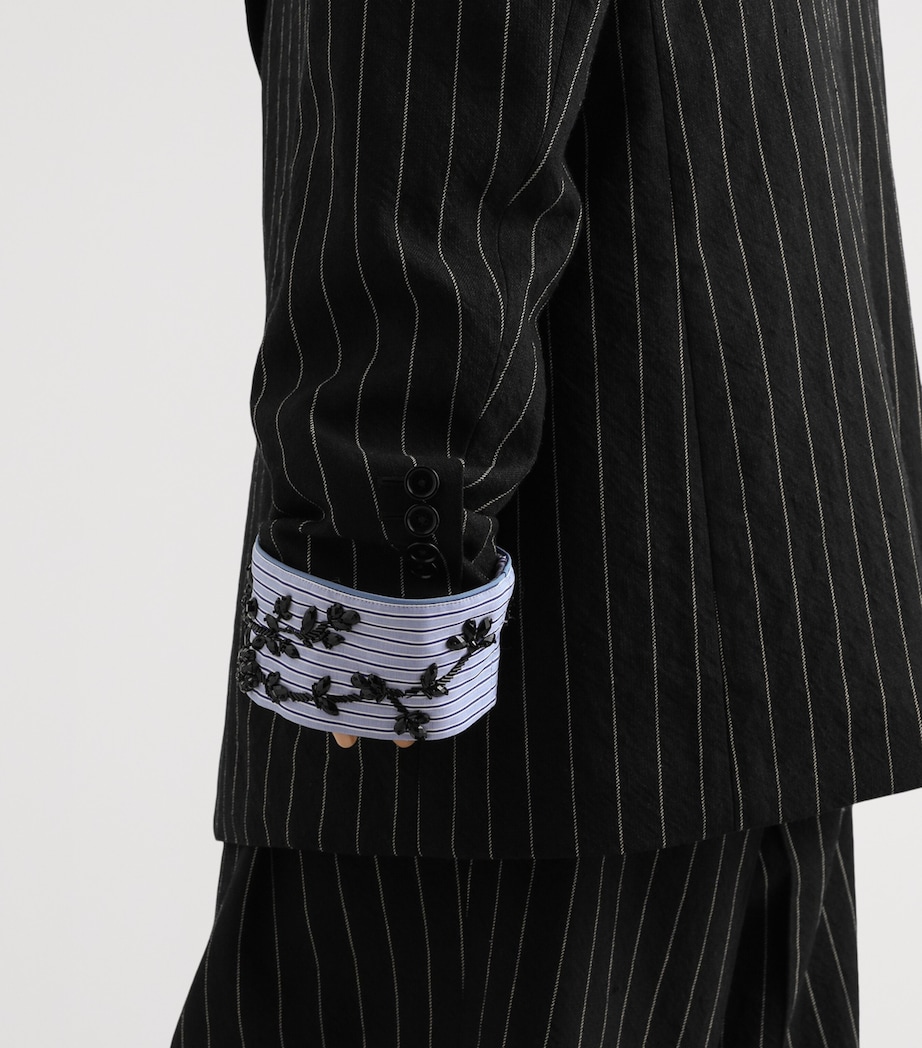 Dolce&Gabbana Womens Virgin Wool-Linen Pinstripe Sicilia Blazer Stri Image 4