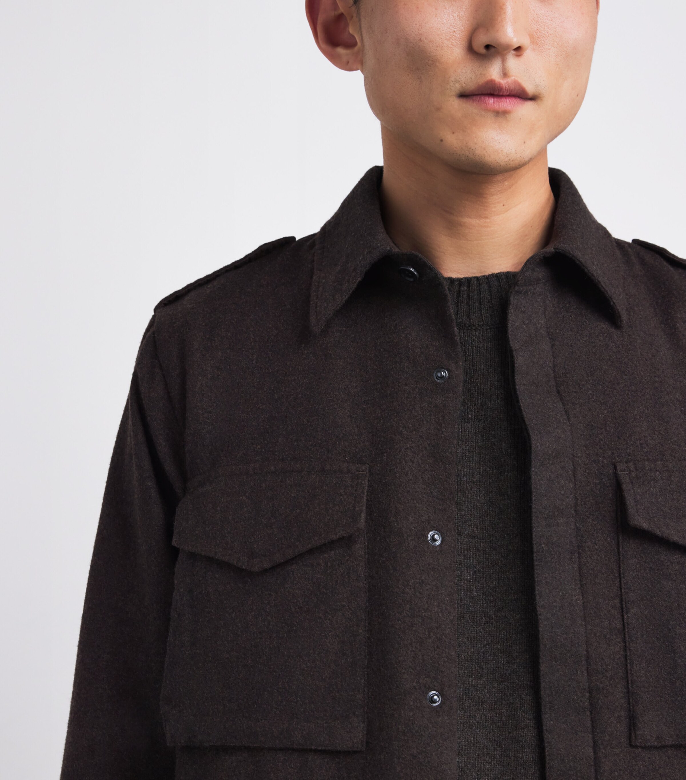 Aspesi Mens Wool-Cashmere Favola Overshirt Marrone Image 6
