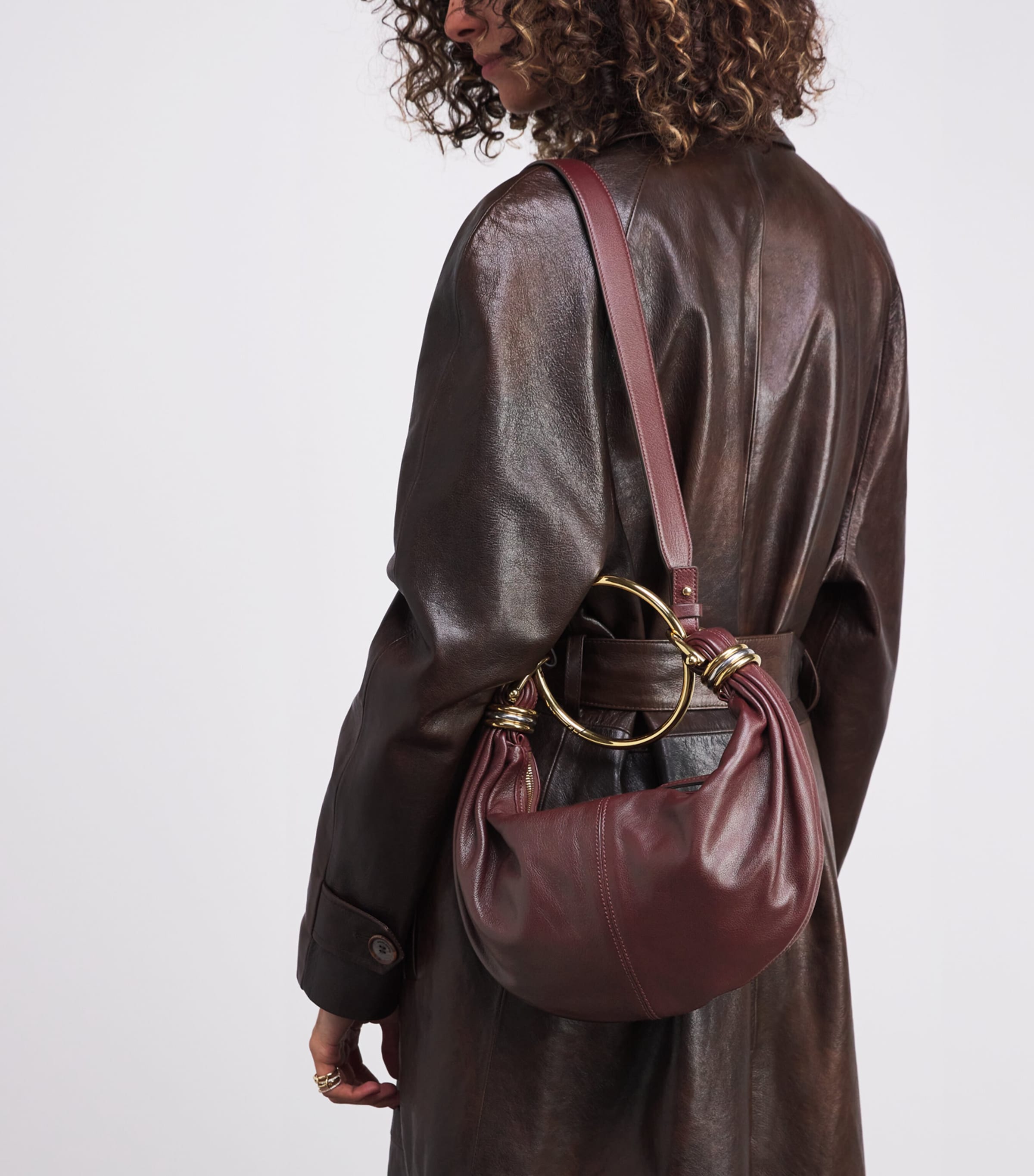 Small Leather Bracelet Top-Handle Bag GRENAT Image 5