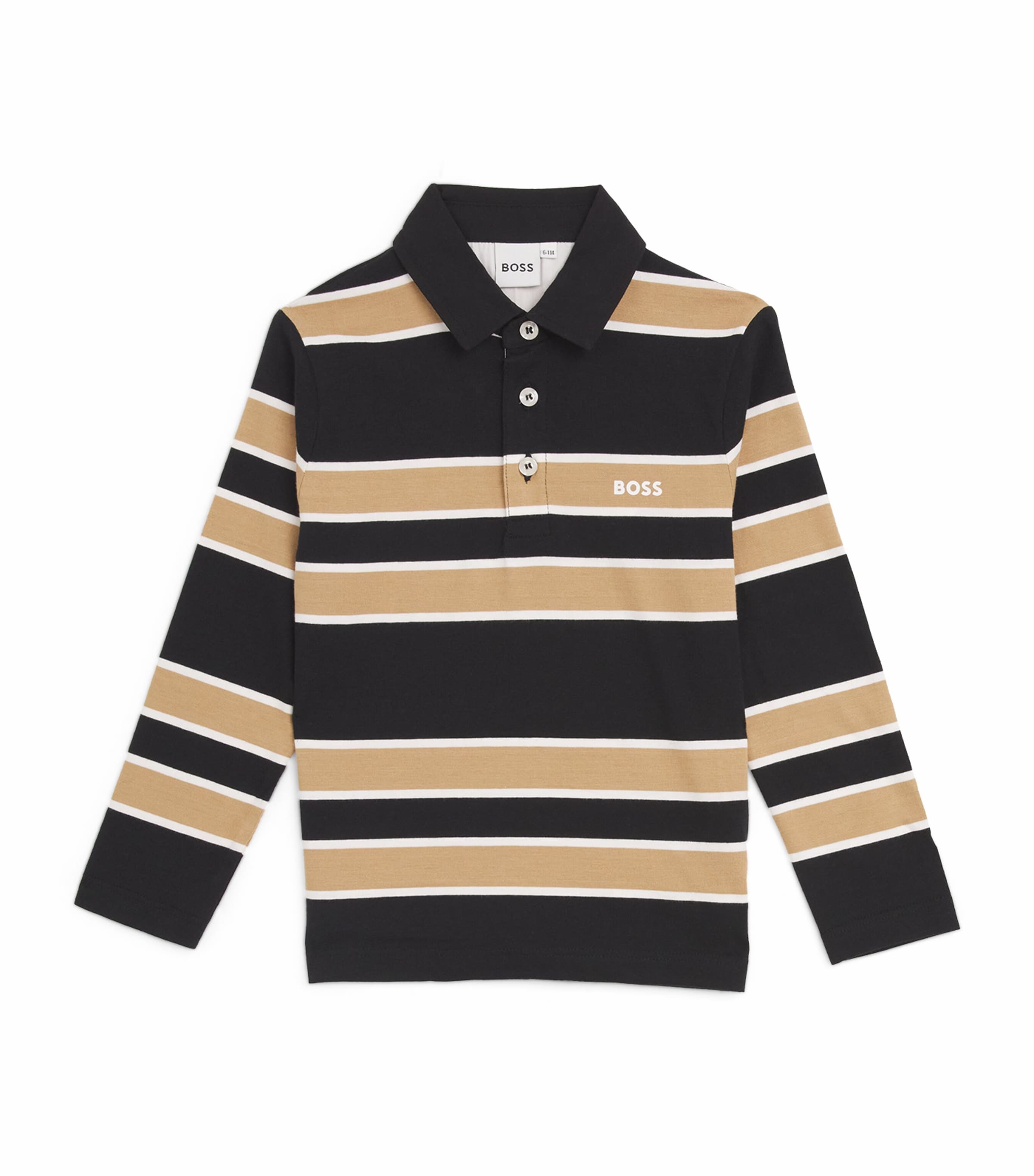 Shop Bosswear Striped Logo Polo Shirt In Black