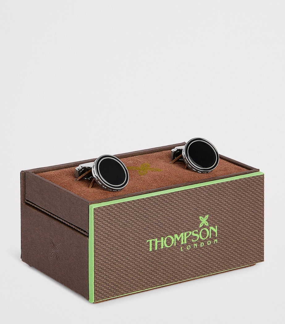 Round Onyx Cufflinks BLACK Image 3