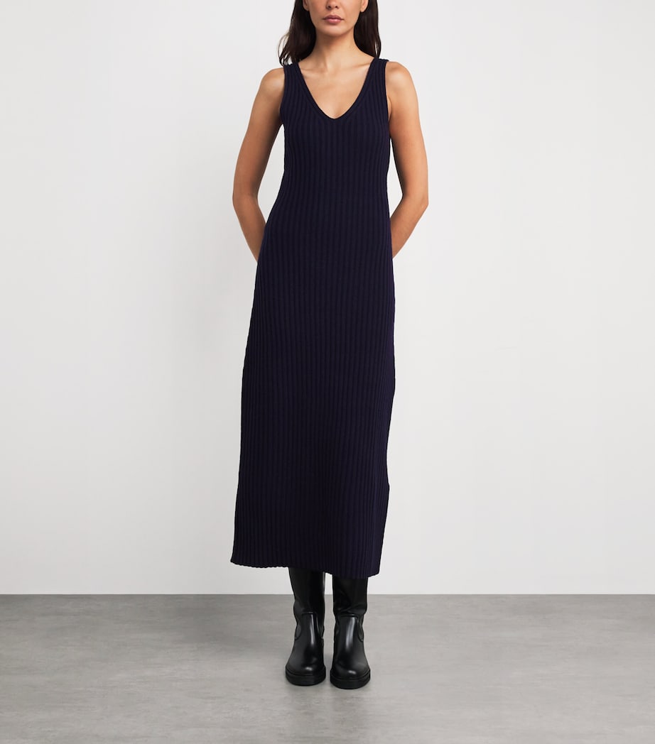 Wool Ribbed Maxi Dress NAVY Image 7
