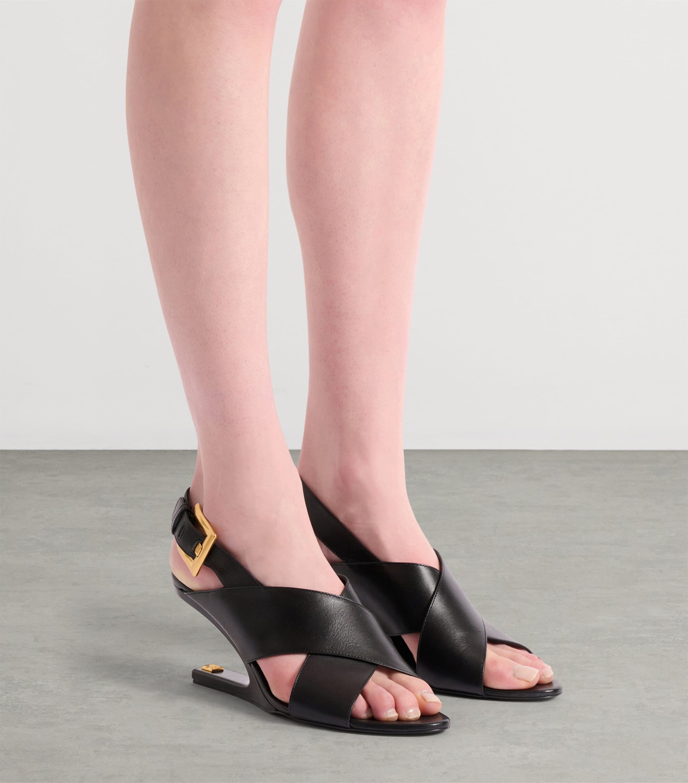 Balmain Leather Anthem No-Wedge Heeled Sandals 75 Noir Image 2