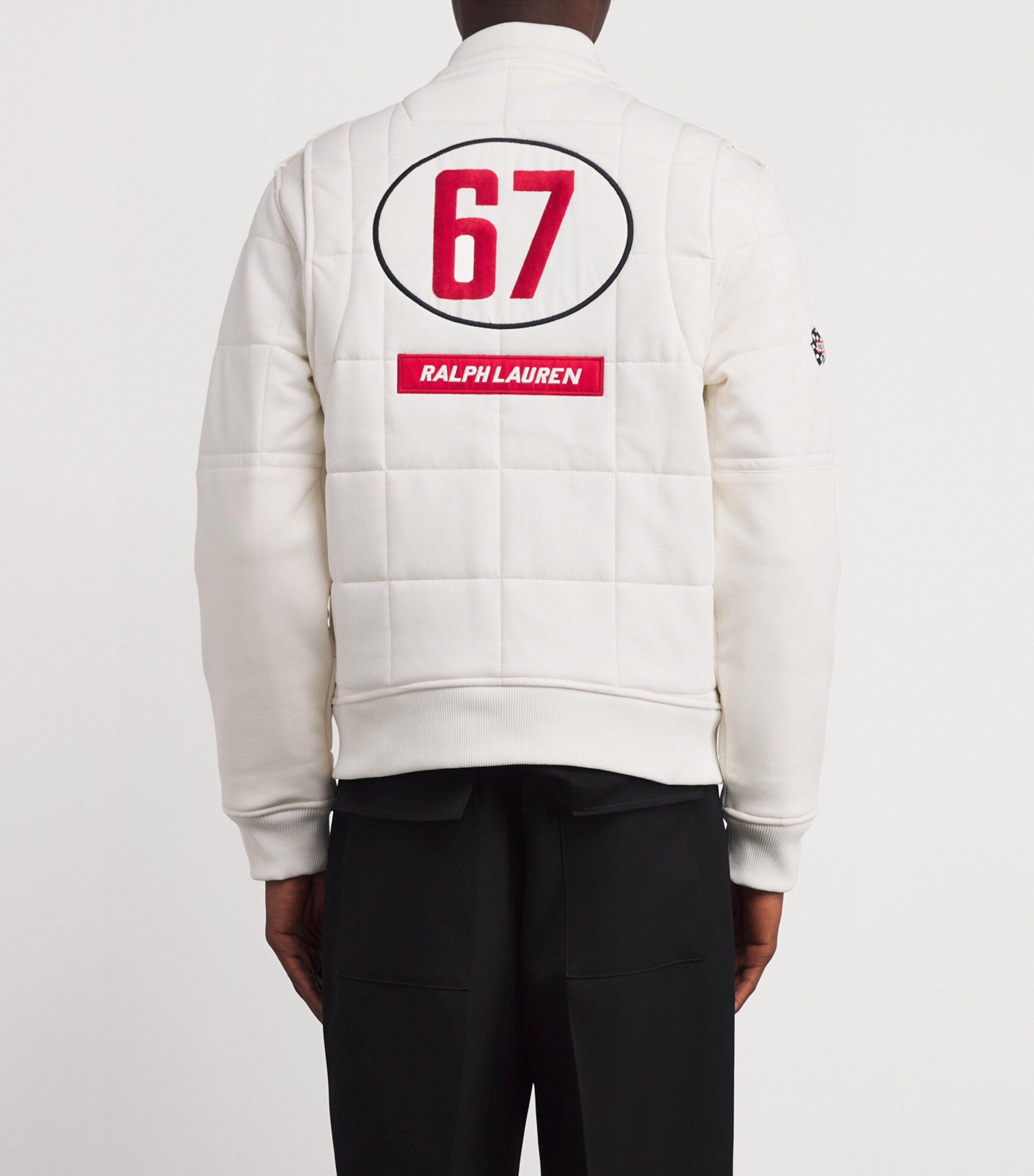 Polo Ralph Lauren Mens Double-Knit Racing Logo Jacket White Image 4