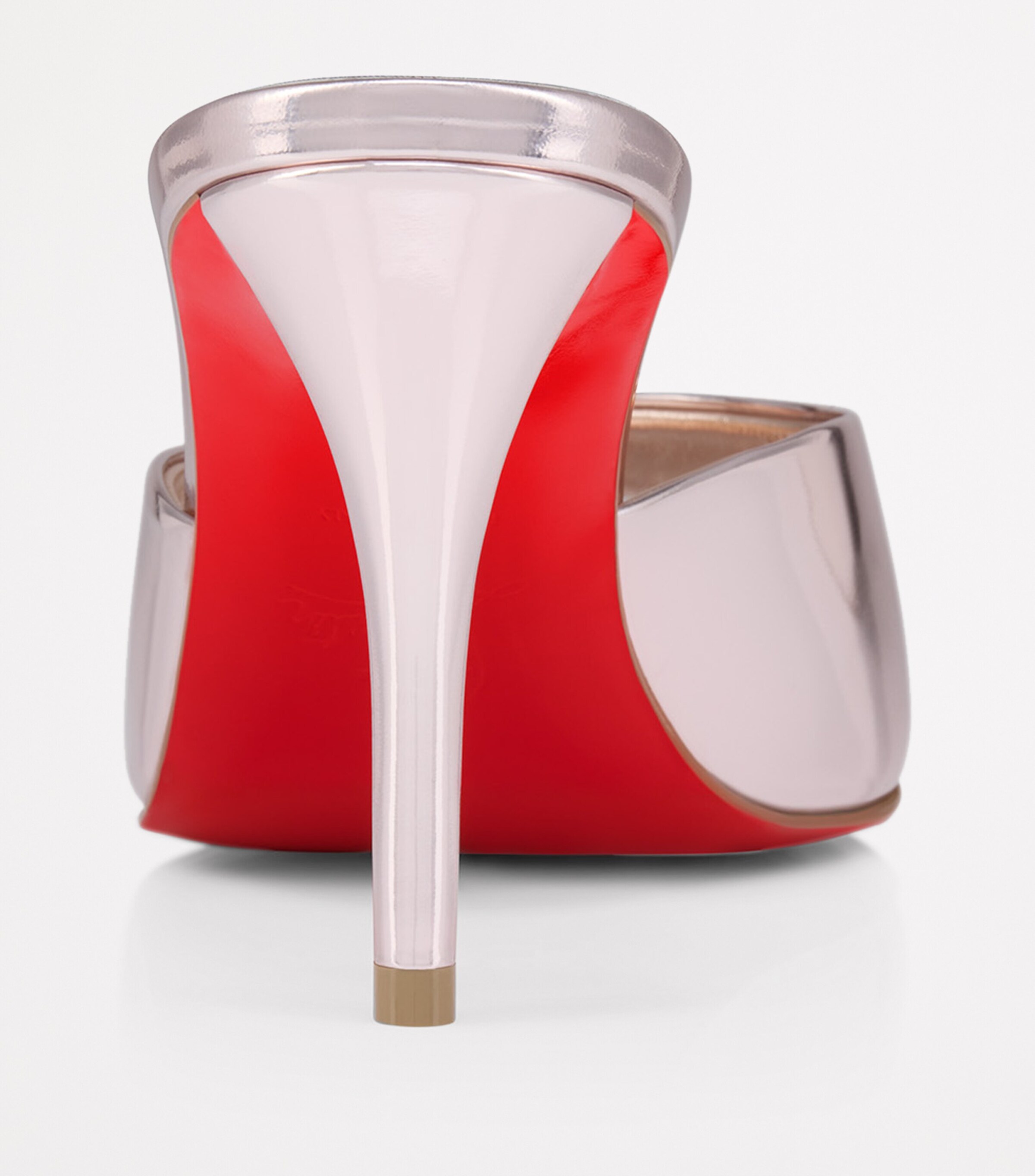 Christian Louboutin シルバー ハイヒール Christian Louboutin Pink Miss Z Metallic Calf Leather Mules 80