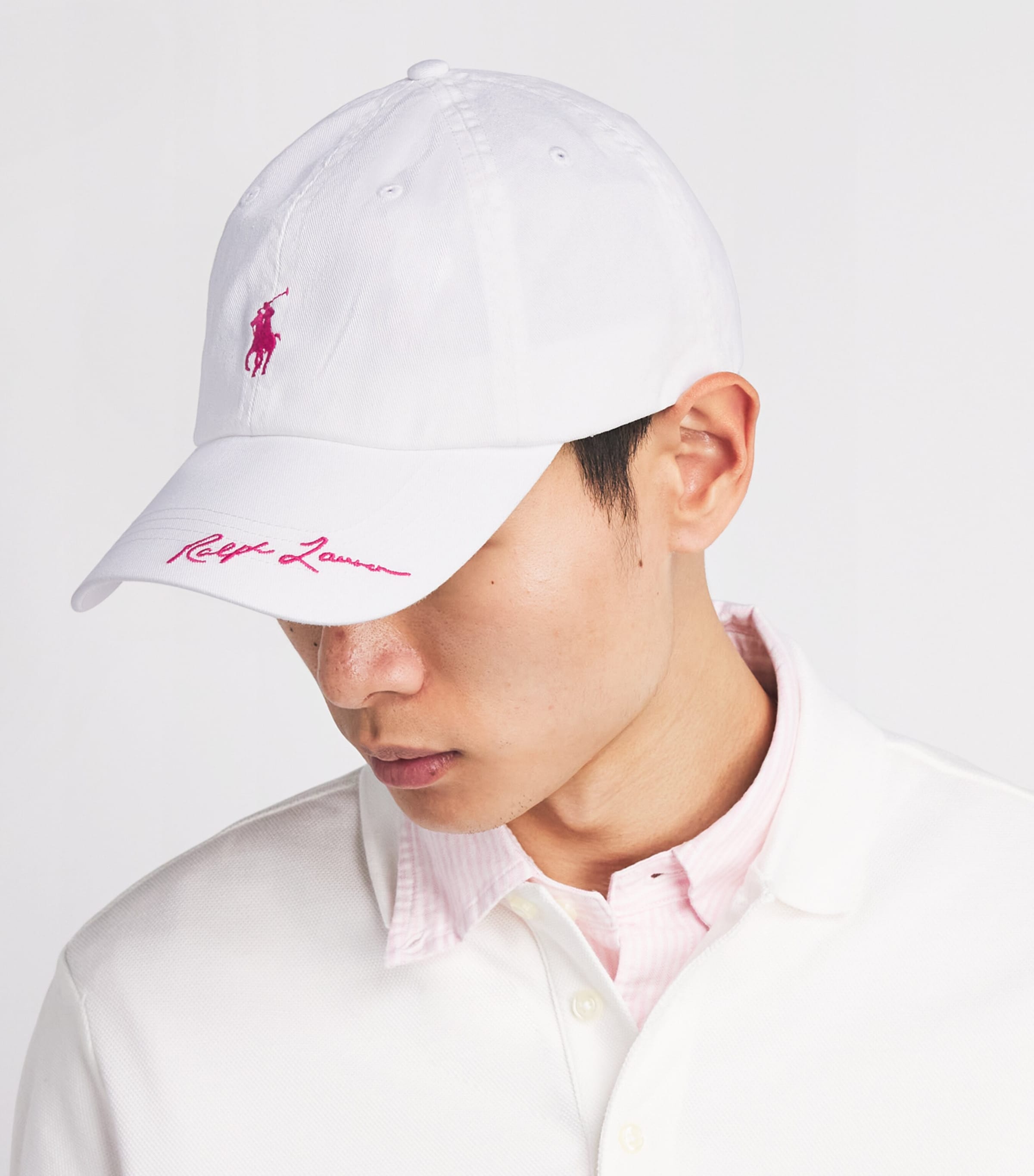 Polo Ralph Lauren White Cotton Pink Pony Baseball Cap | Harrods US