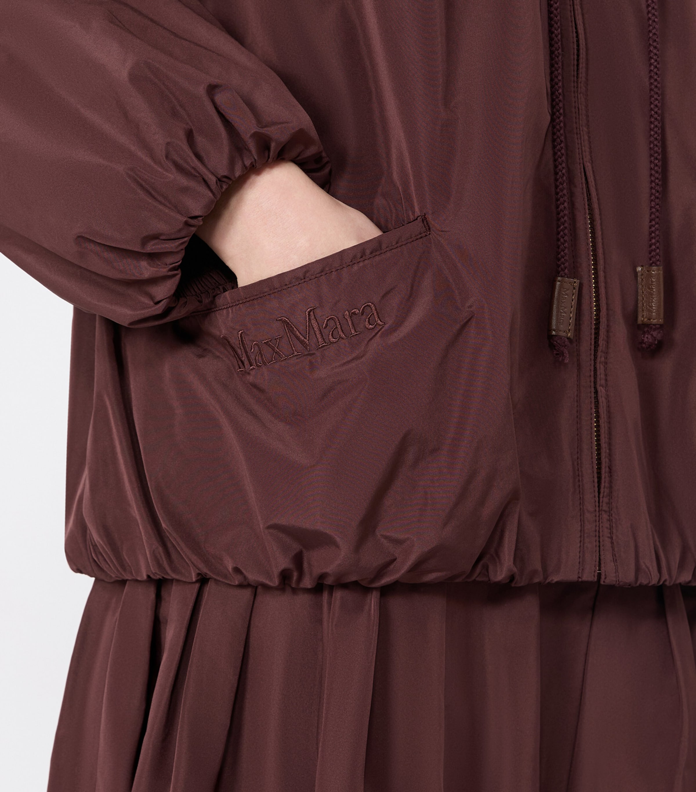 Max Mara Womens Water-Repellent Taffeta Bomber Jacket Bordeaux Image 5
