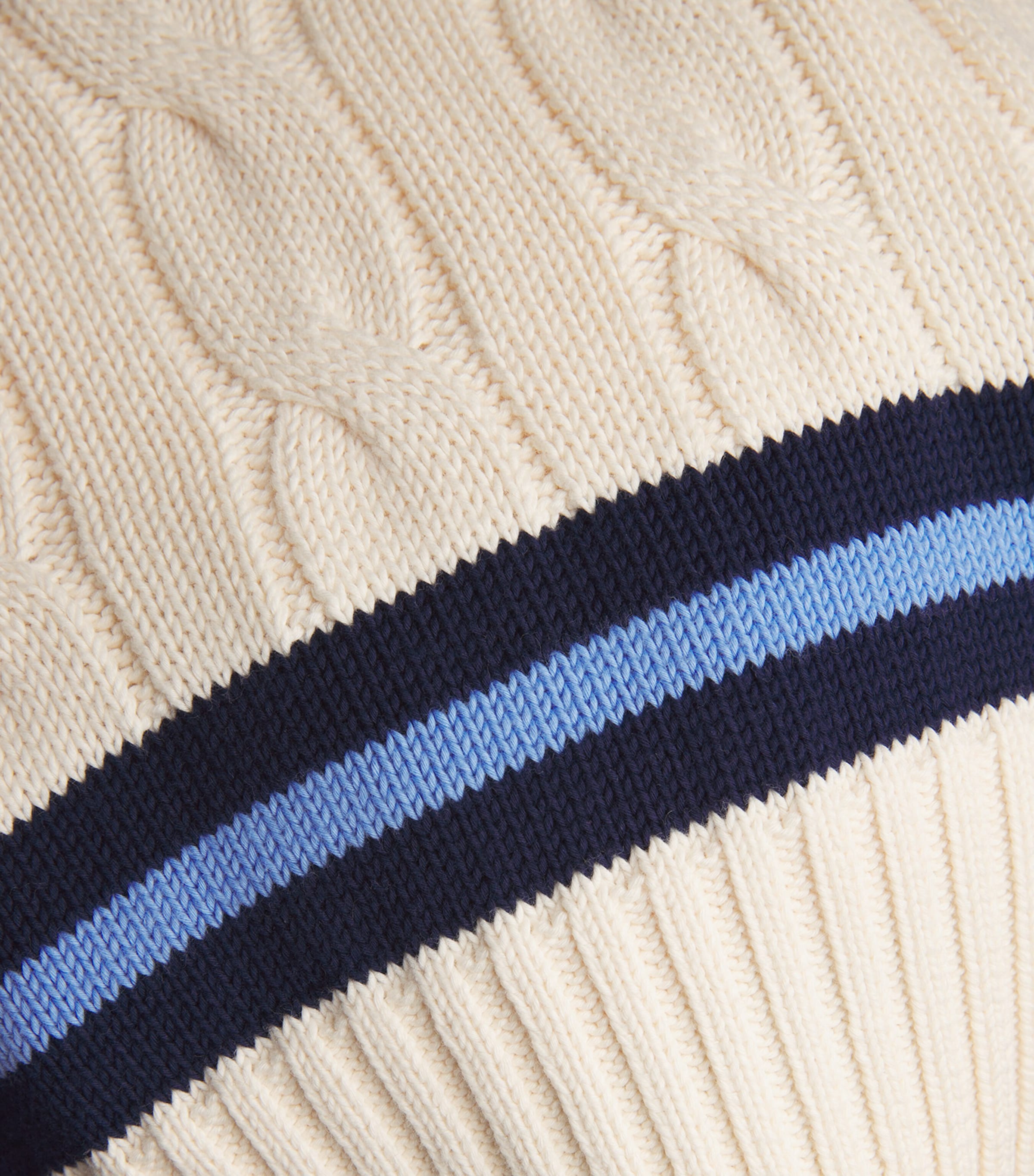 Cable-Knit Cricket Sweater CREAM W/ NAVY STRIPE Image 6