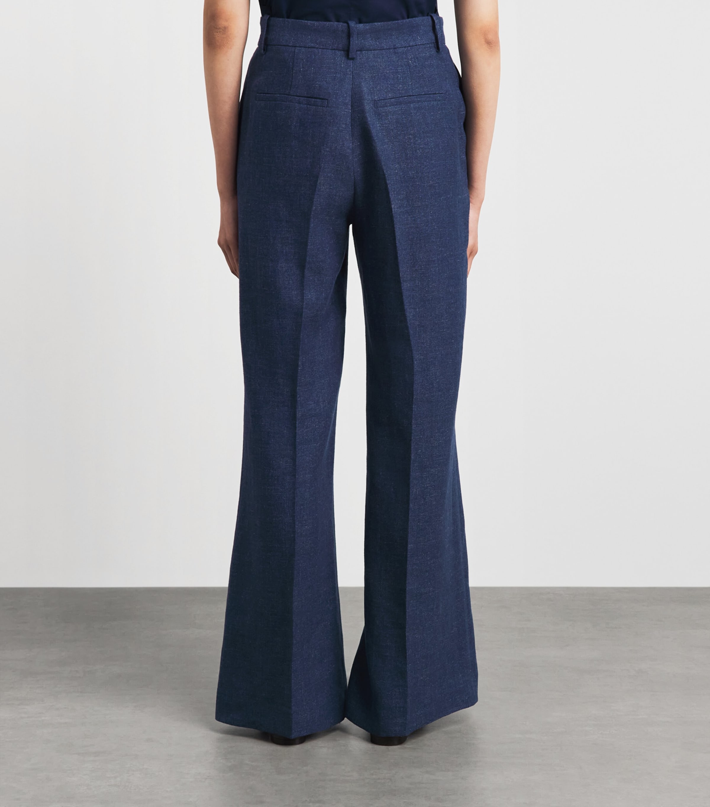 Polo Ralph Lauren Womens Linen-Cotton Beaton Trousers Blue Melange Image 5