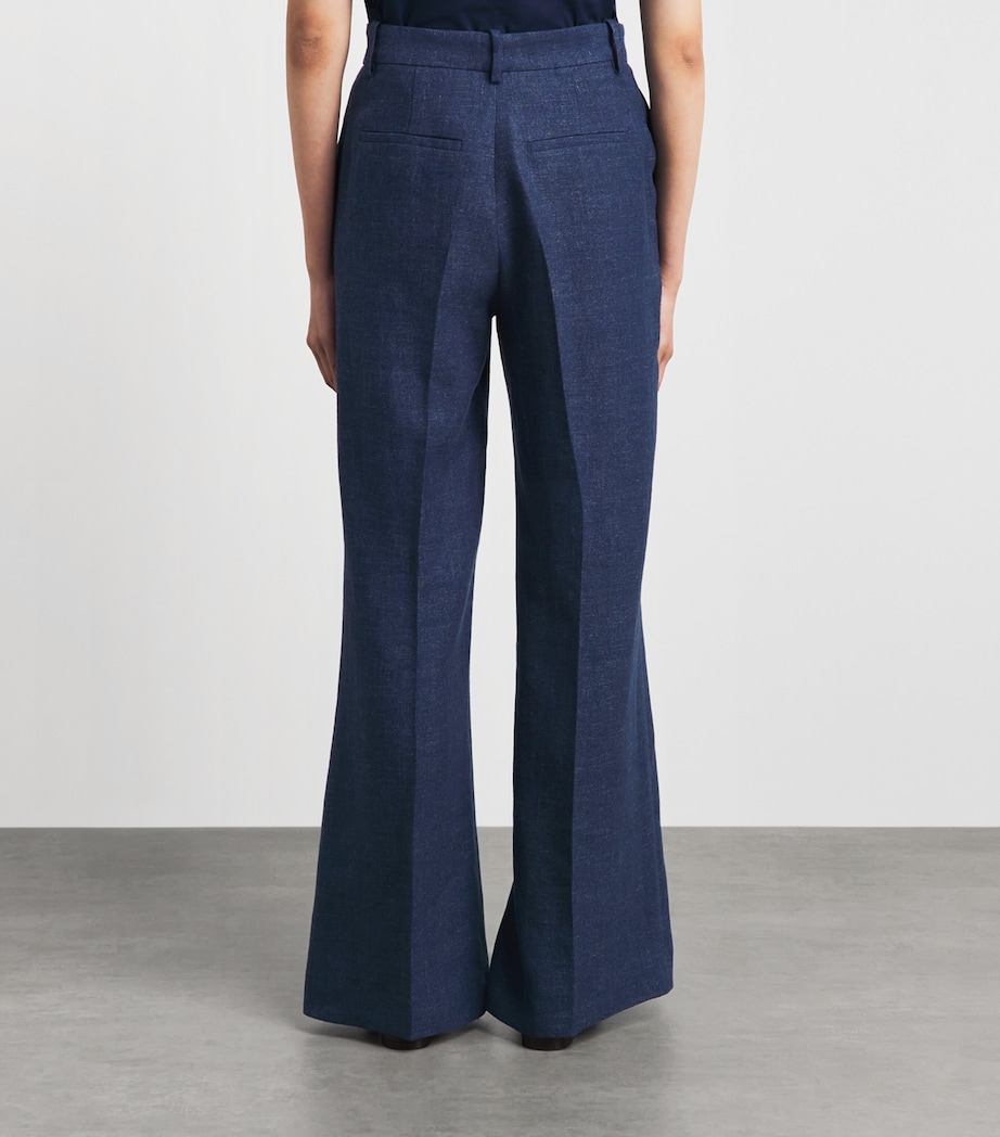 Polo Ralph Lauren Womens Linen-Cotton Beaton Trousers Blue Melange Image 5