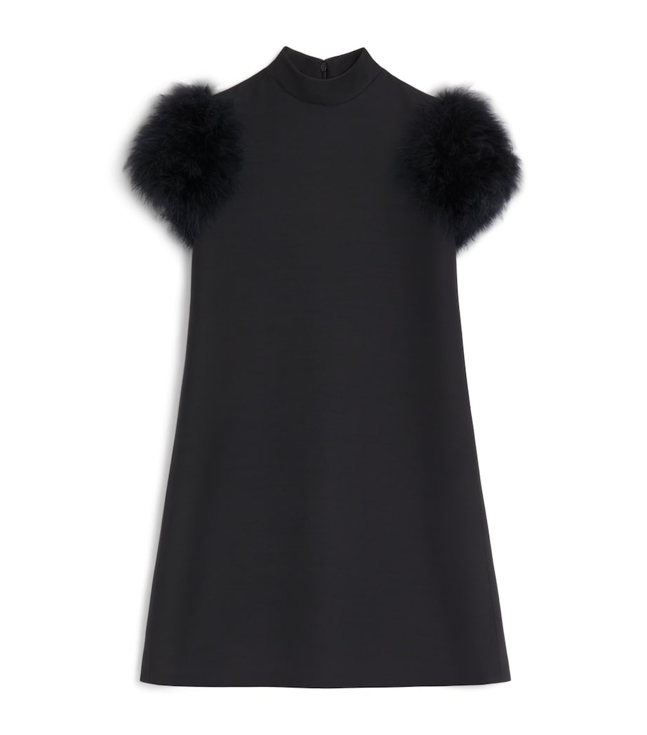 Crepe Feather-Trim Mini Dress 0NO Image 1