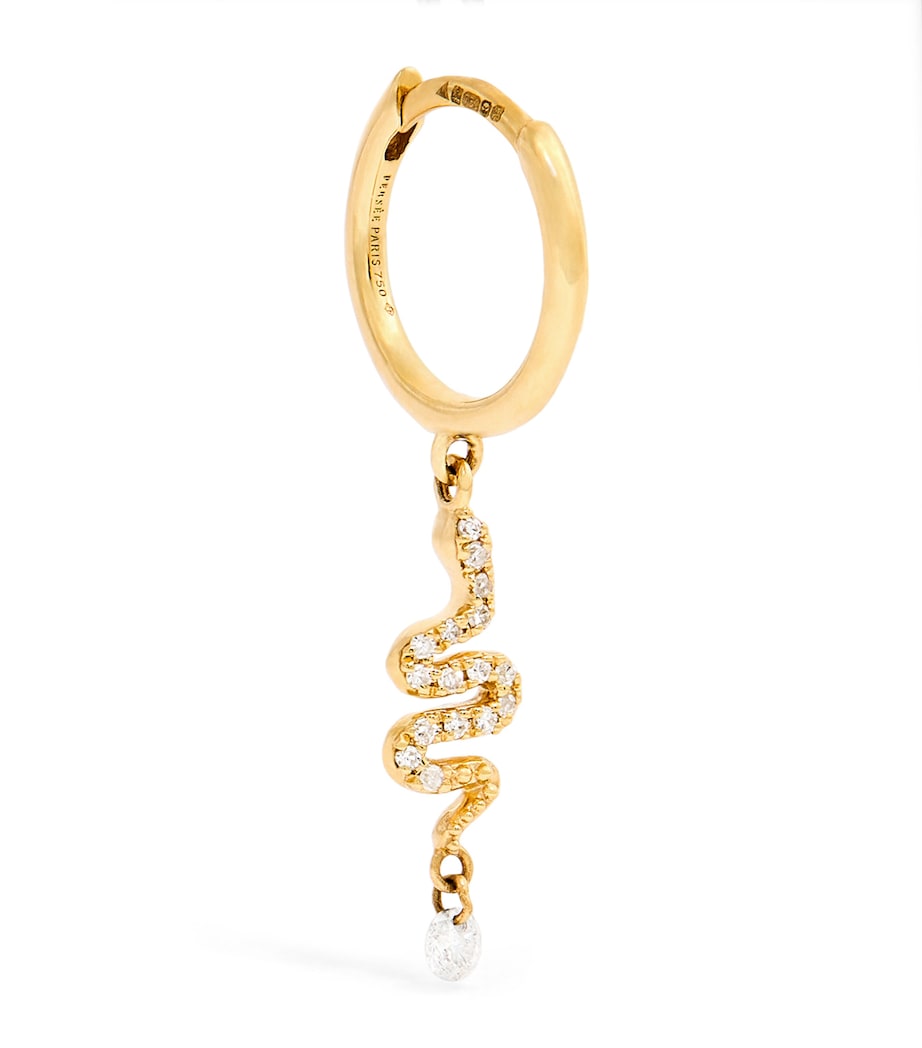 Persée Yellow Gold and Diamond Snake Single Hoop Earring Yellow Gold Image 1