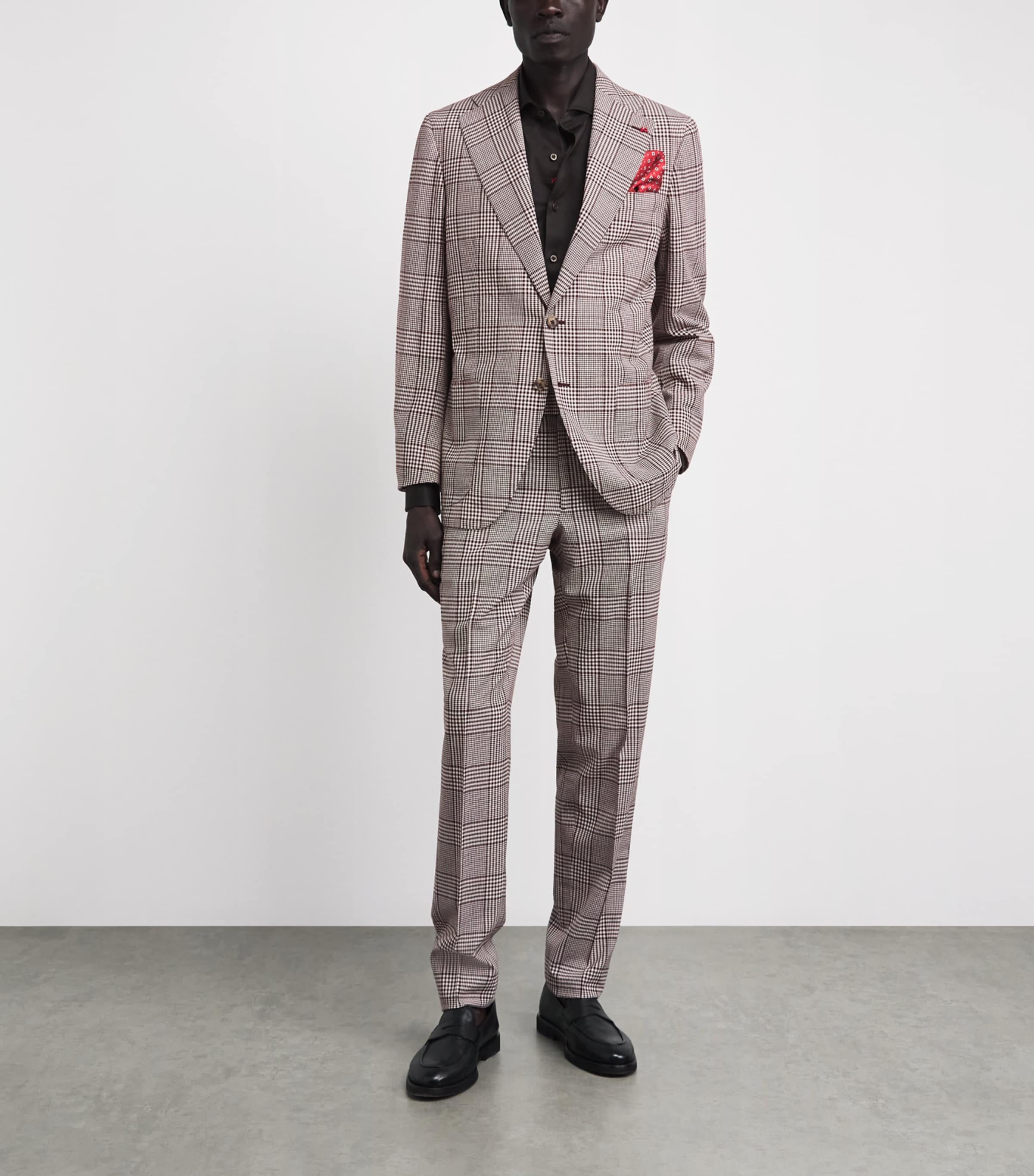Isaia Mens Wool-Silk-Linen Check 2-Piece Suit Image 2
