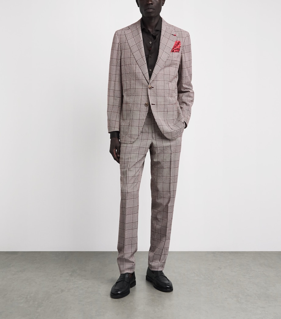 Isaia Mens Wool-Silk-Linen Check 2-Piece Suit Image 2