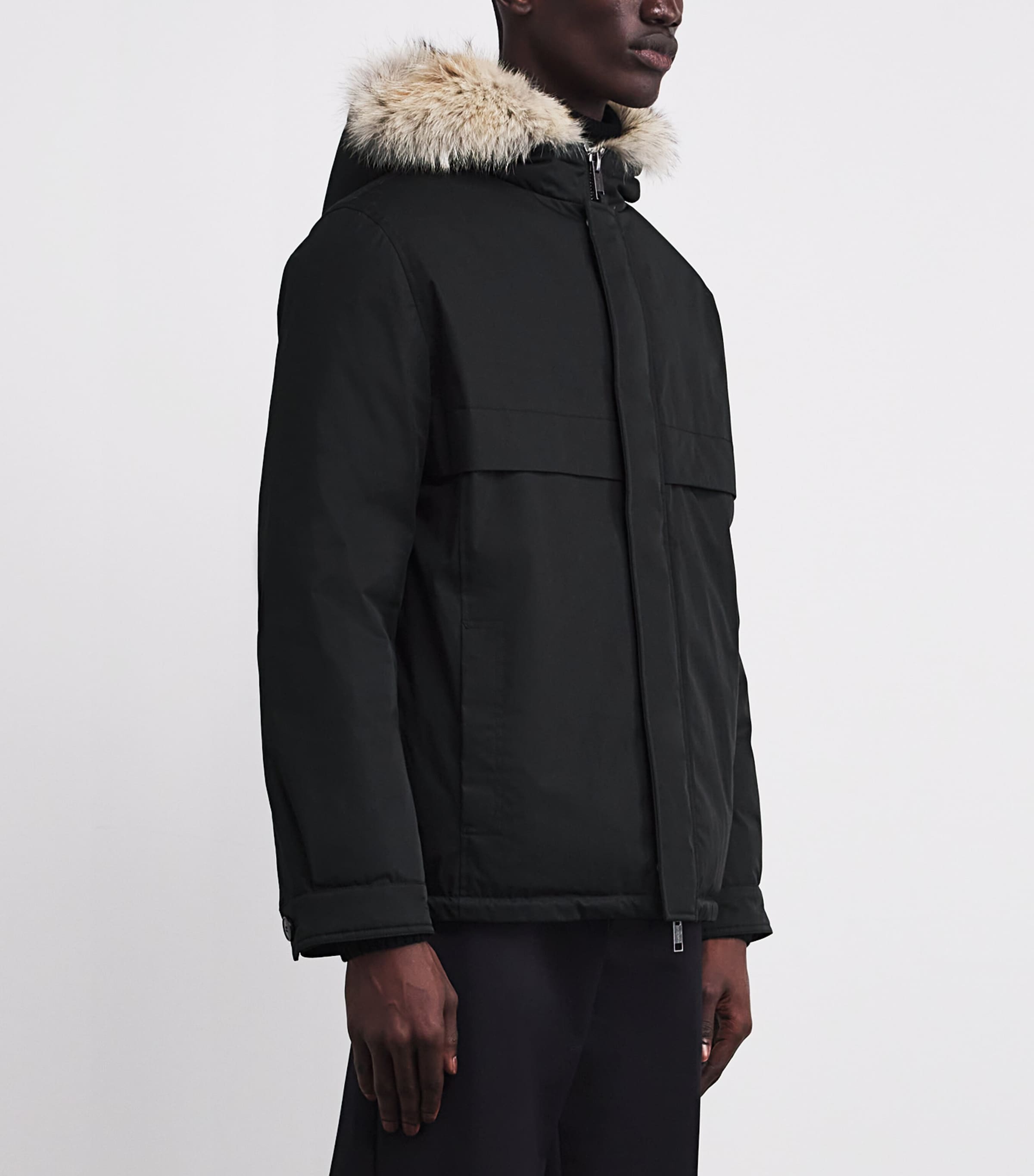 Yves Salomon Black Down Coyote Fur-Trim Waterproof Parka | Harrods US