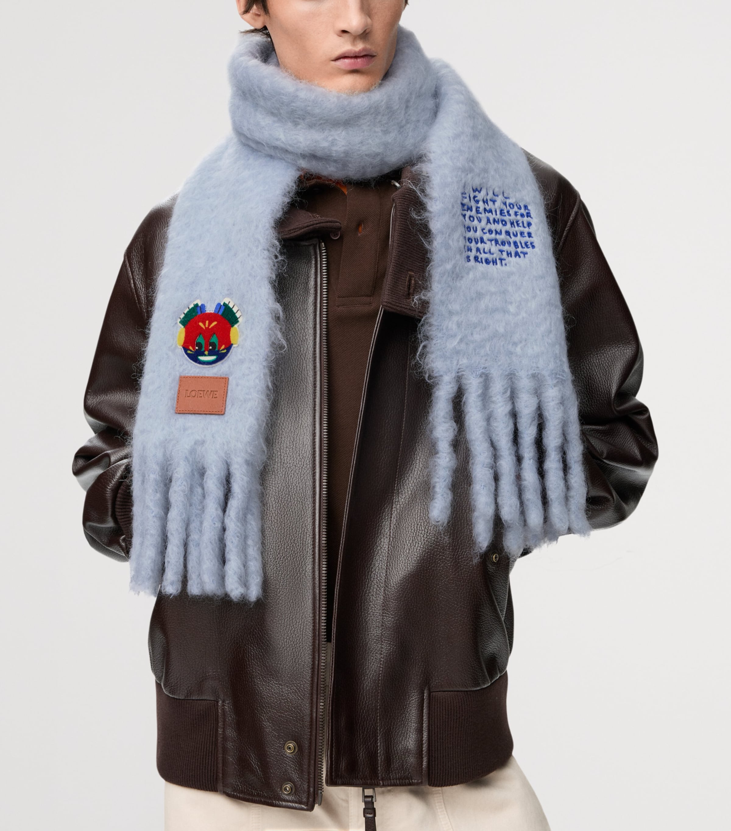 LOEWE x Louis Wain Mohair-Wool-Blend Scarf BABY BLUE Image 2