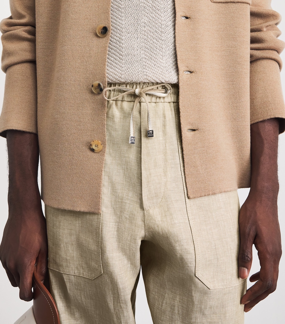 Brett Johnson Mens Linen Drawstring Trousers Sand Image 3
