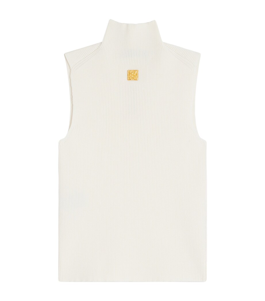Schiaparelli Womens Keyhole Sleeveless Sweater Ecru Image 5